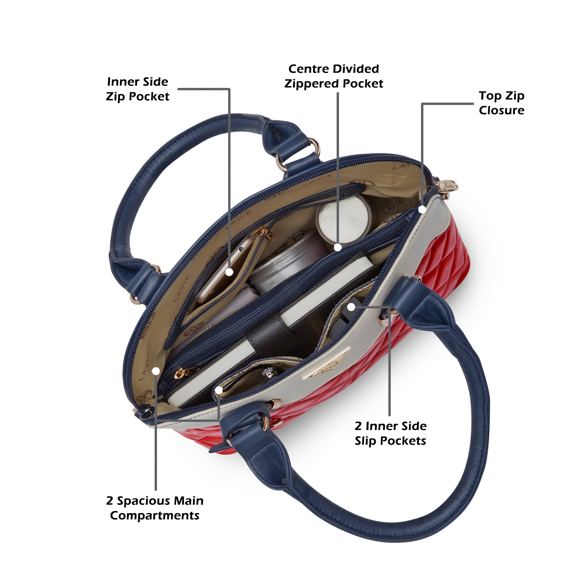 Lavie Signature Texas Medium Red Womens Satchel