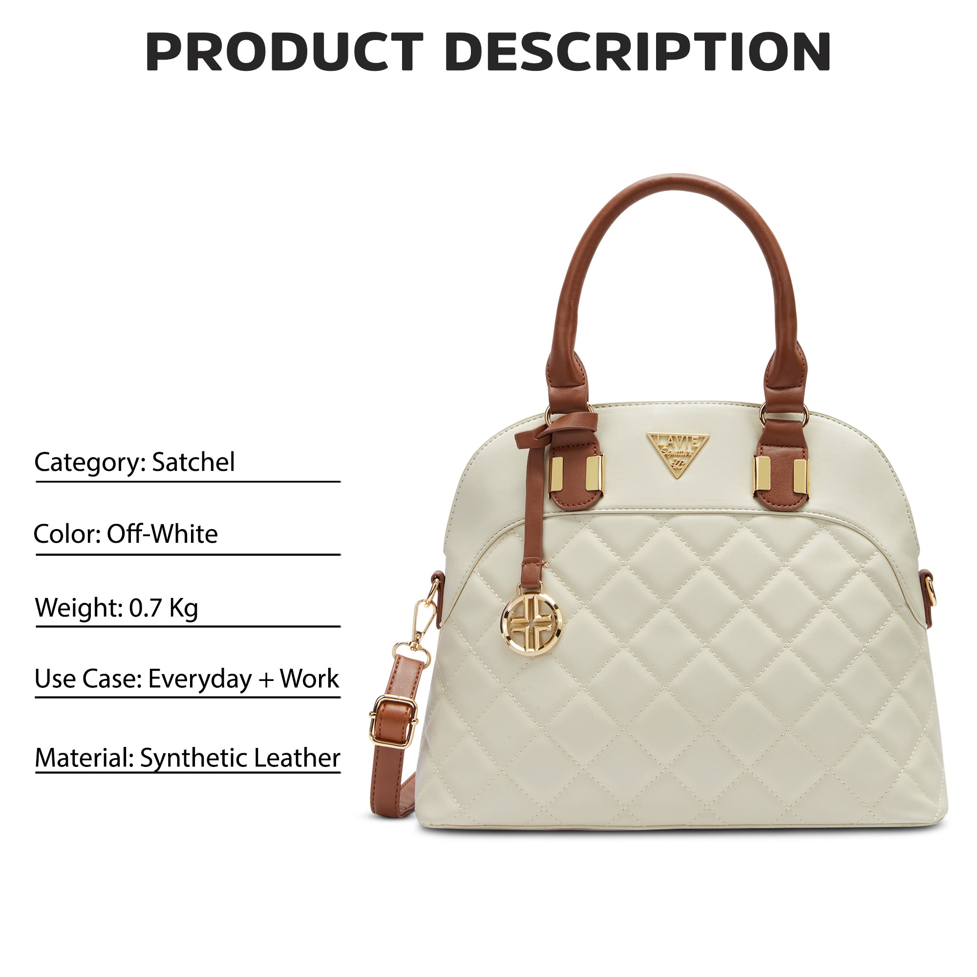 Lavie Signature Texas Medium Off White Womens Satchel