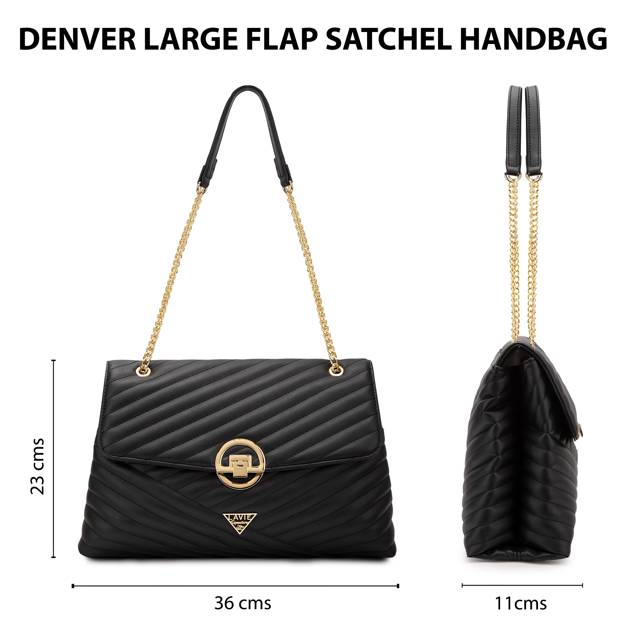 Lavie Signature Denver Large Womens Quilted Flap Satchel