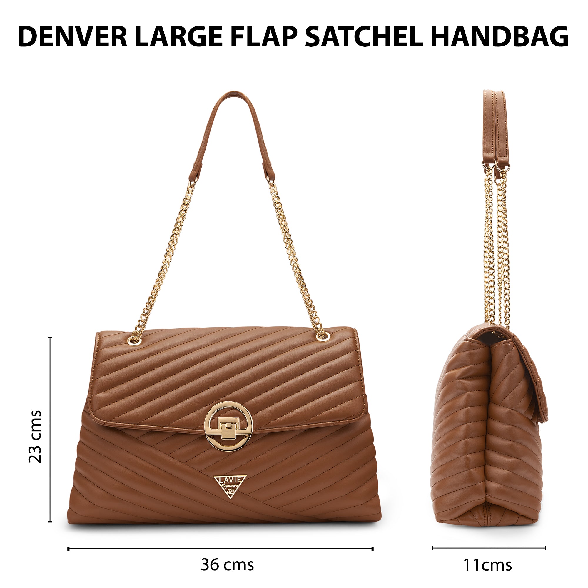 Lavie Signature Denver Large Womens Quilted Flap Satchel