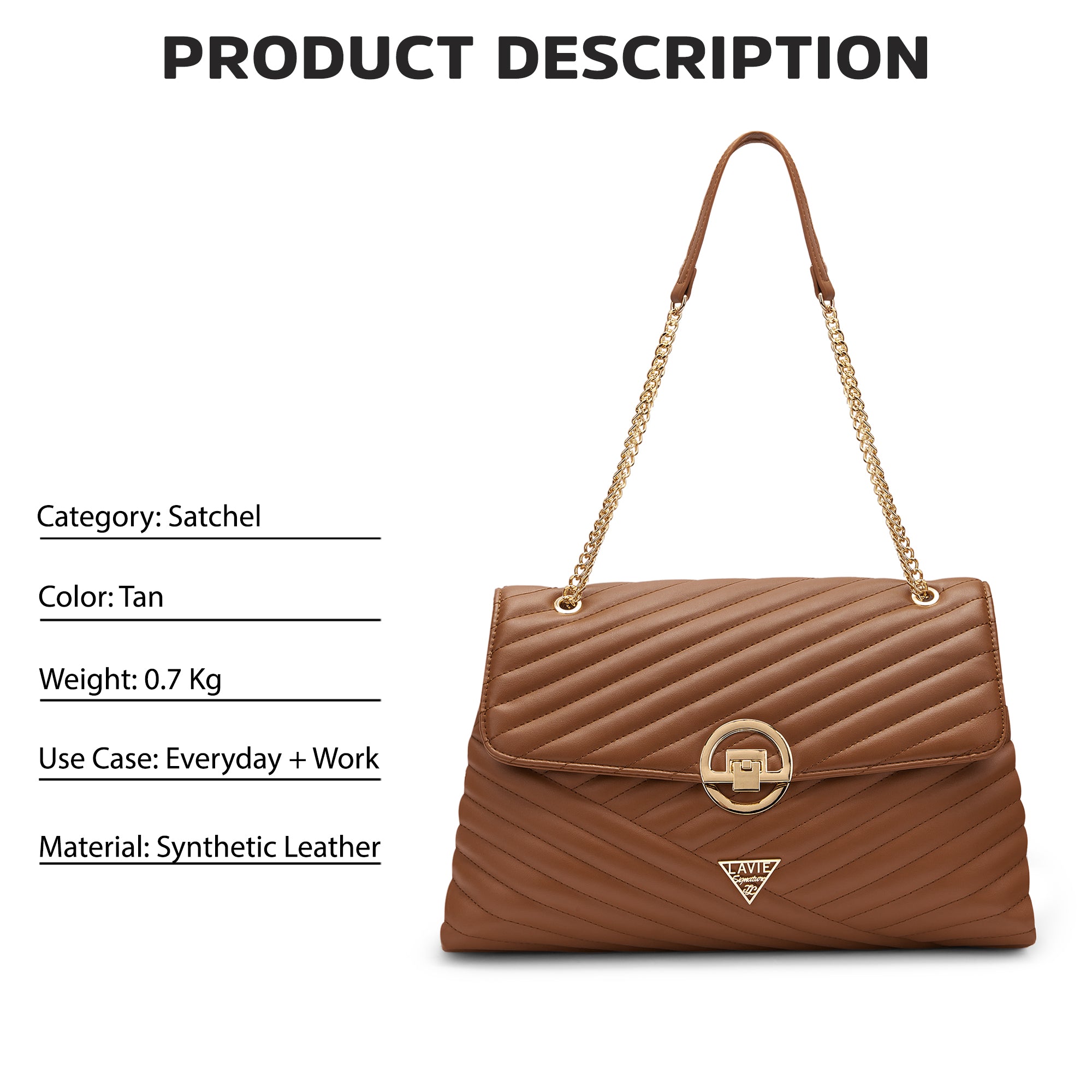 Lavie Signature Denver Large Womens Quilted Flap Satchel
