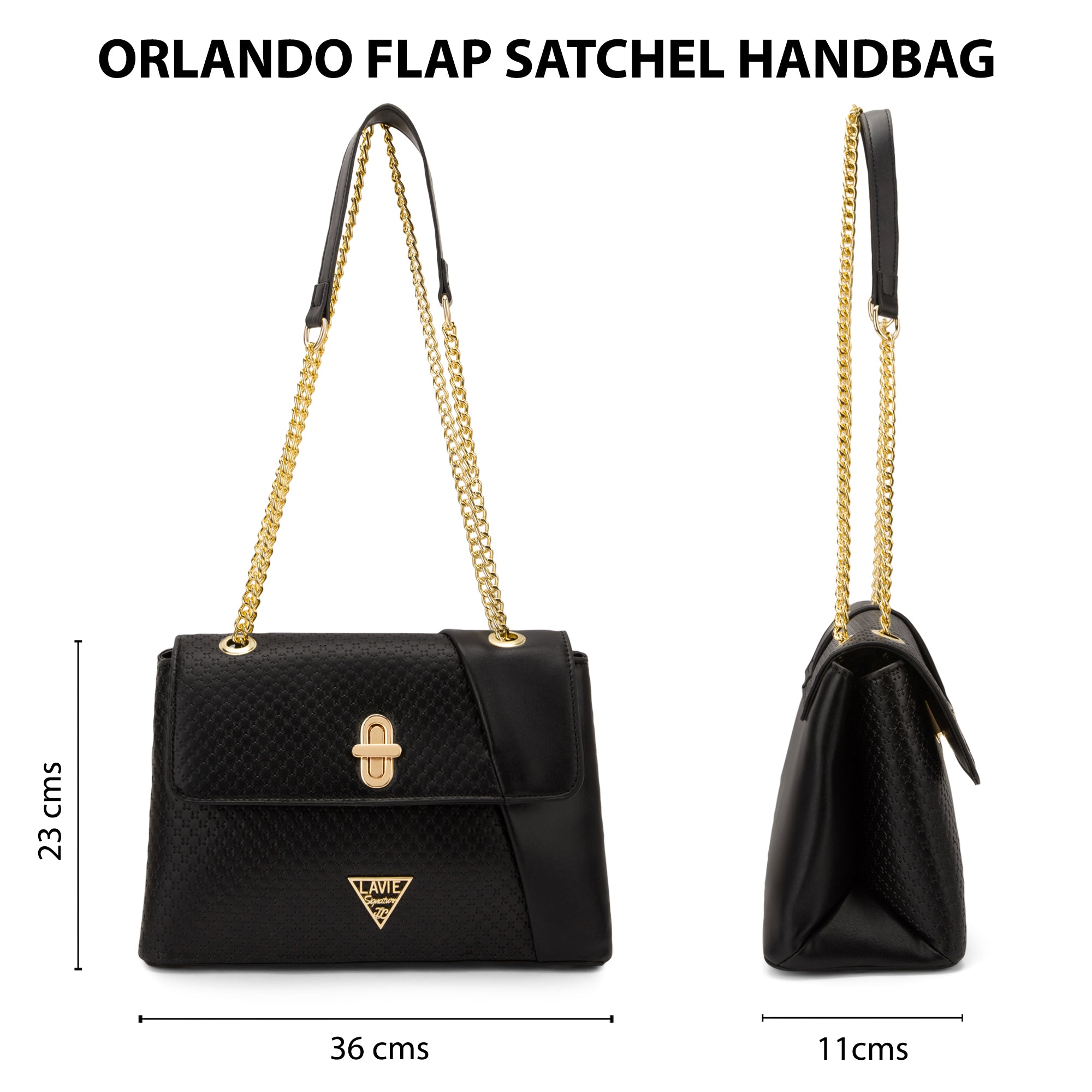 Lavie Signature Orlando Small Black Womens Flap Satchel