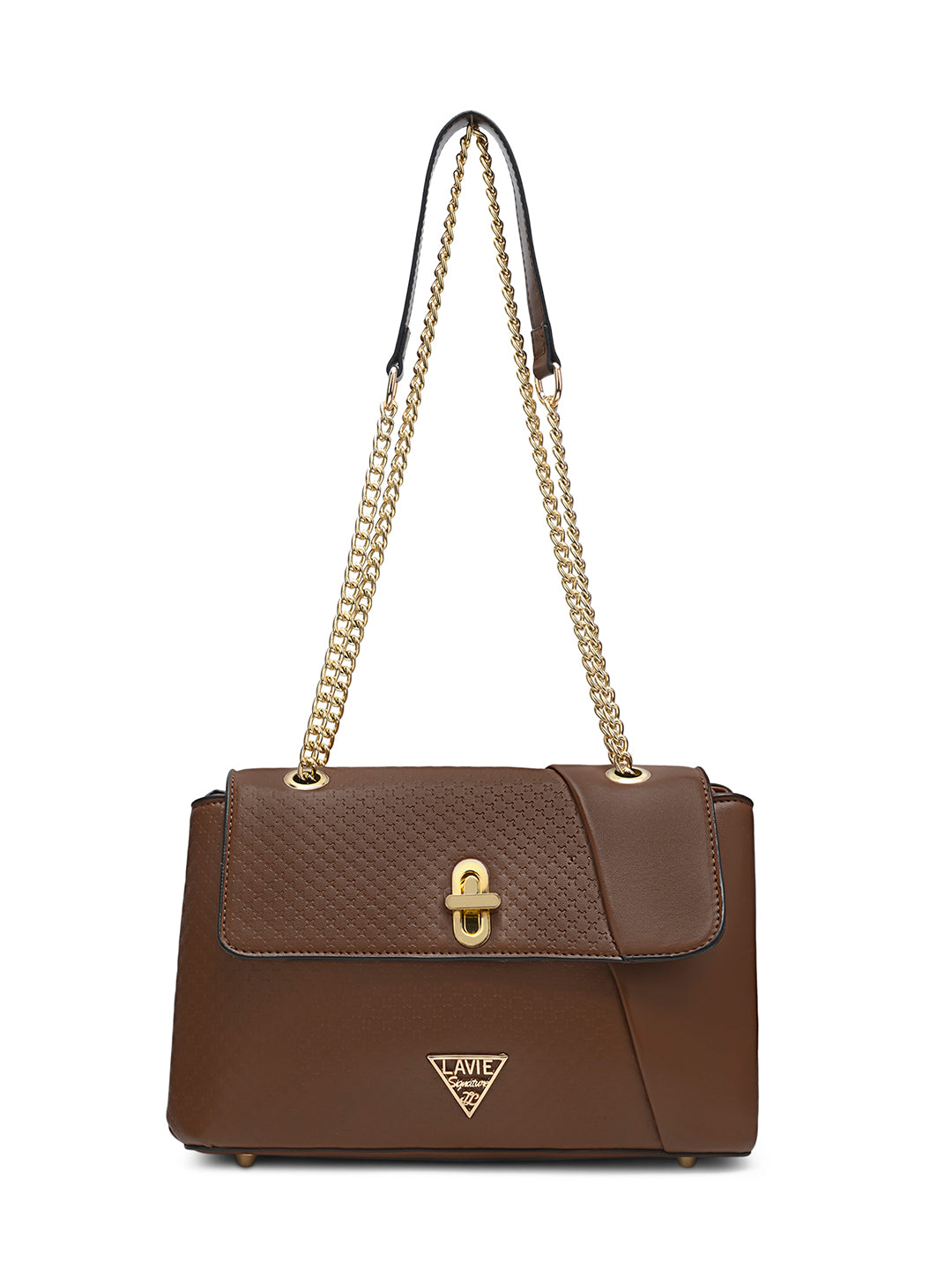 Lavie Signature Orlando Small Dark Tan Womens Flap Satchel