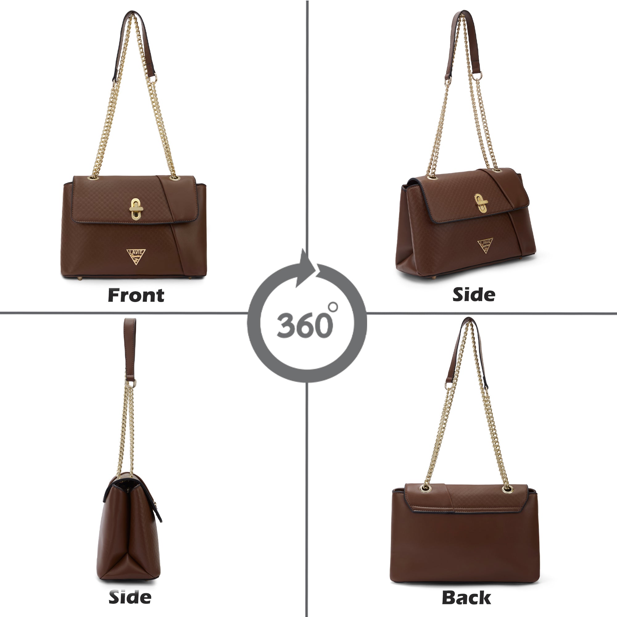 Lavie Signature Orlando Small Dark Tan Womens Flap Satchel