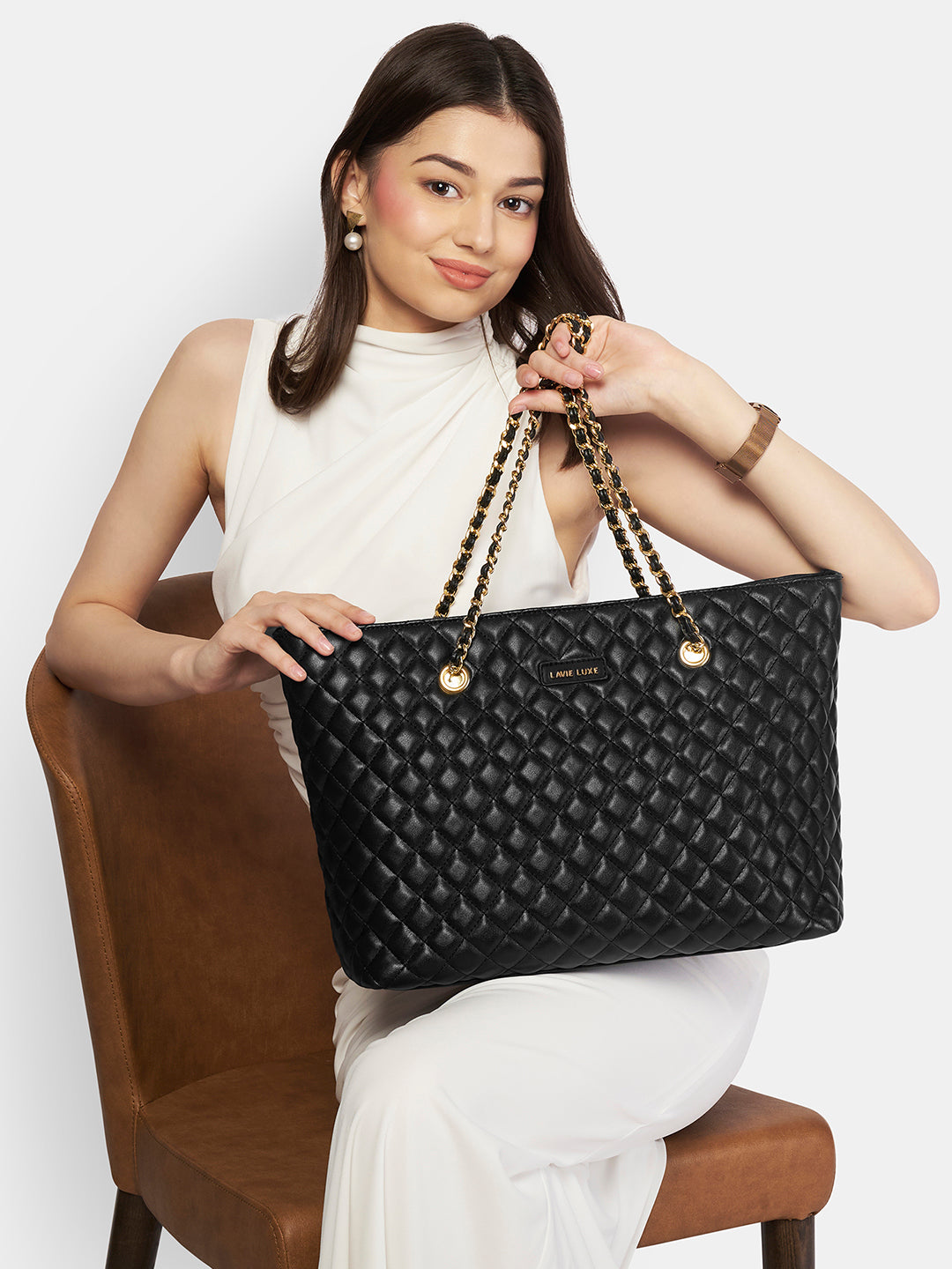 Lavie Luxe Query Black Large Women's Tote