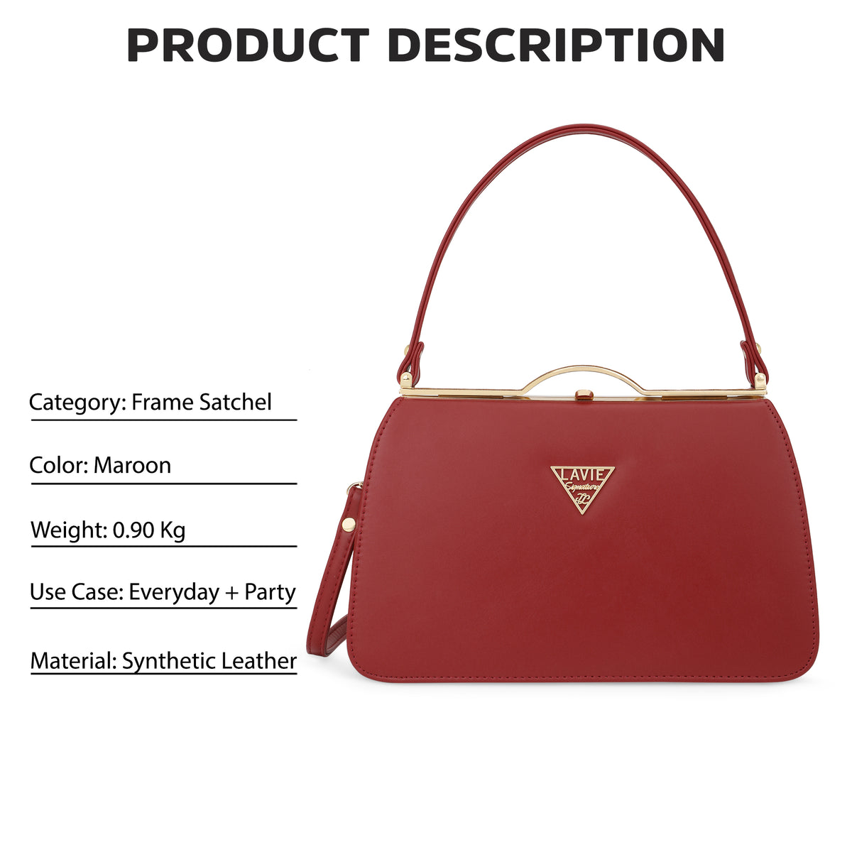 Lavie Signature Missouri Maroon Large Women's Frame Bag