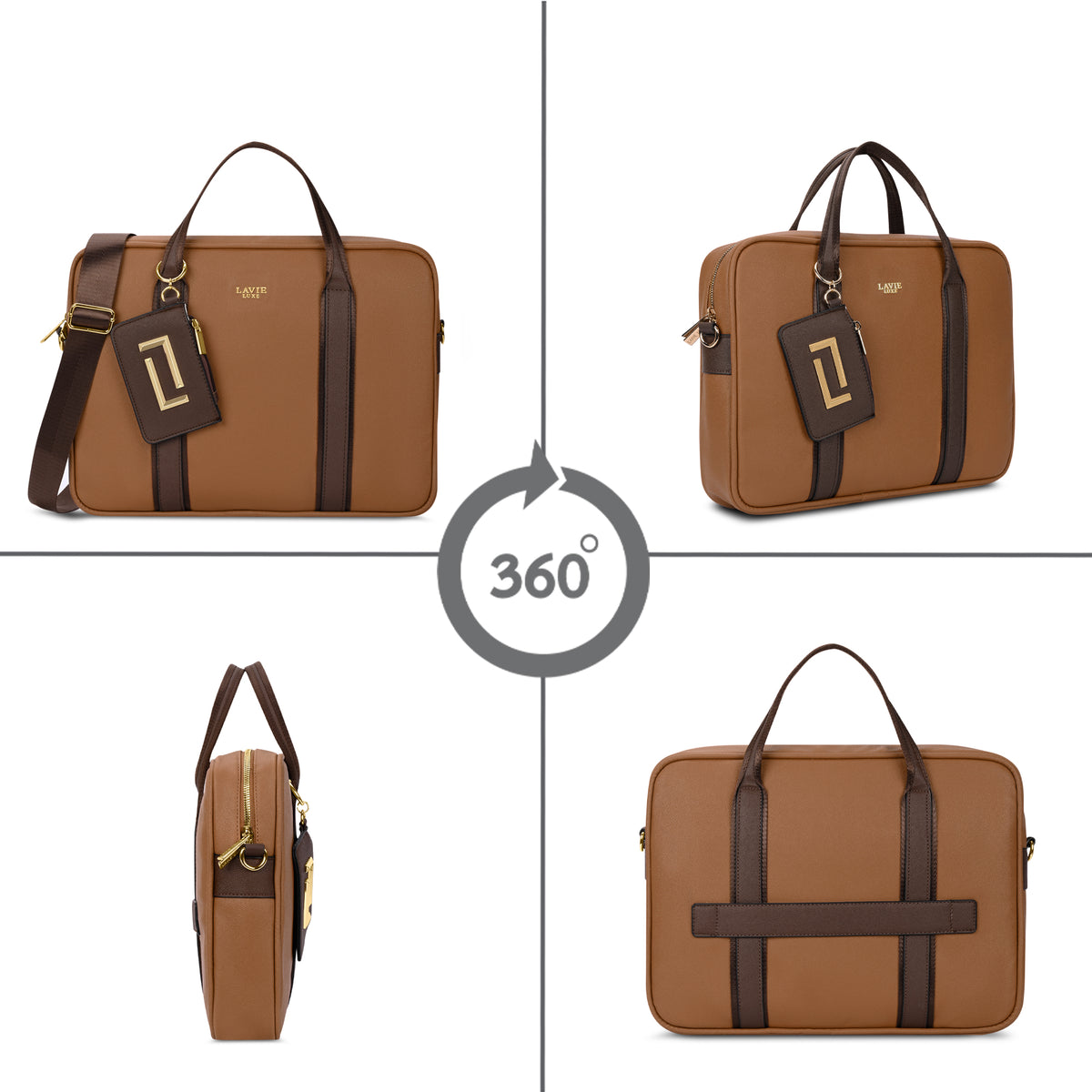 Delicaff 1 Compartment Large Tan Laptop Handbag