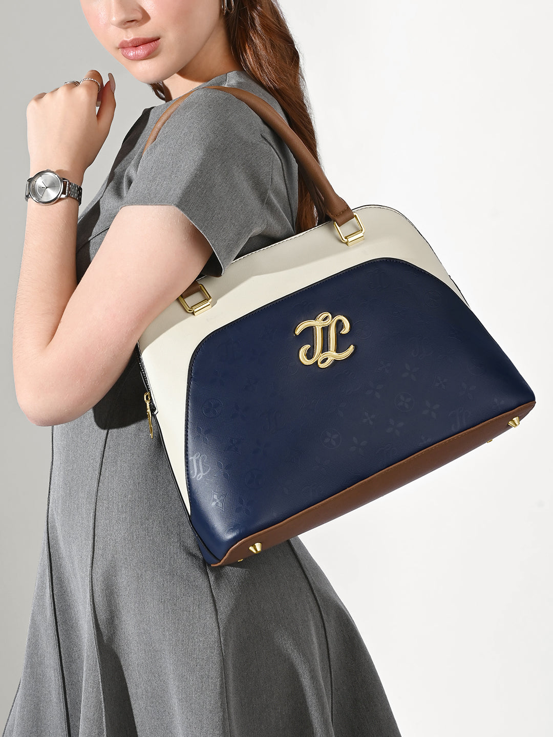 Aiken Colourblock Dome Medium Satchel Bag