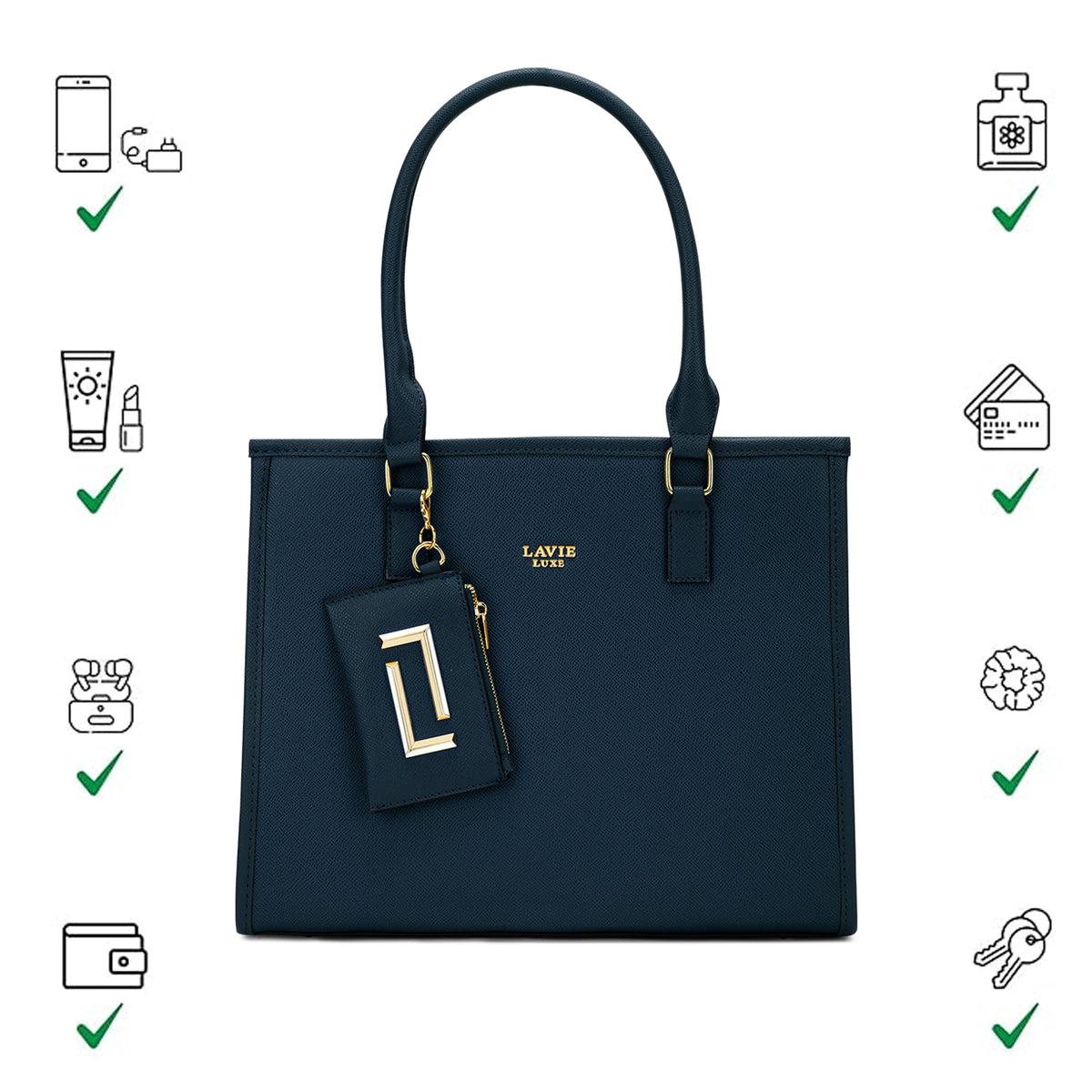 Duo Quad Large Navy Handbag