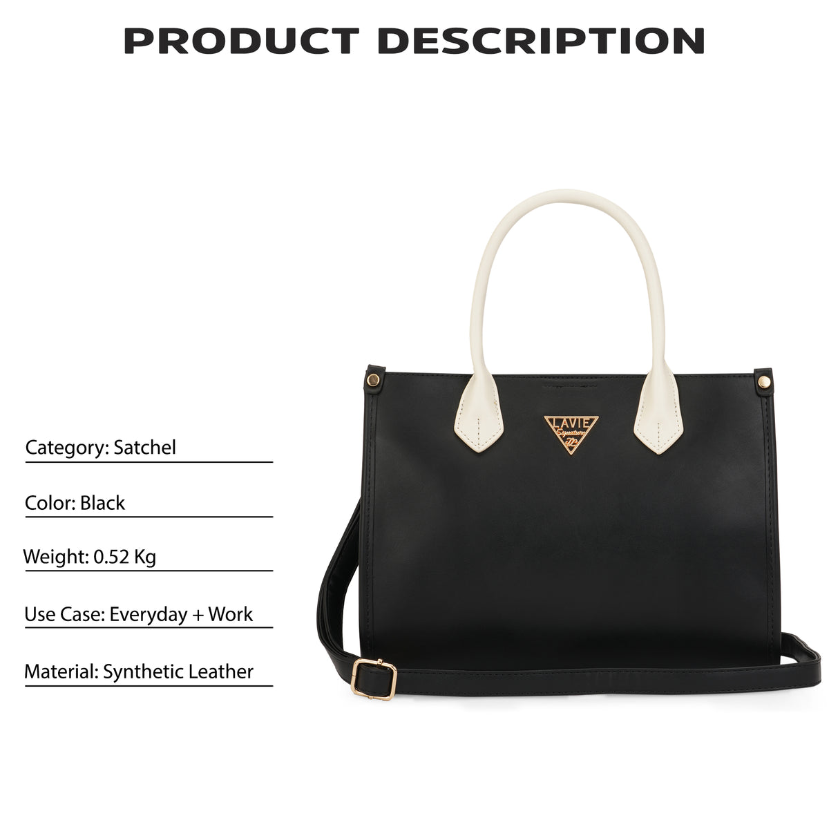 Lancaster 3 Compartment Small Black Satchel Bag