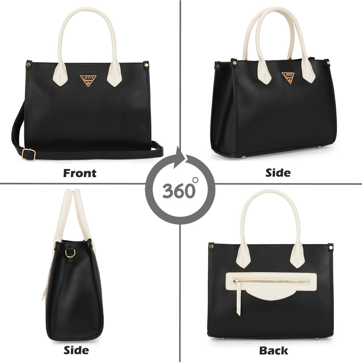 Lancaster 3 Compartment Small Black Satchel Bag