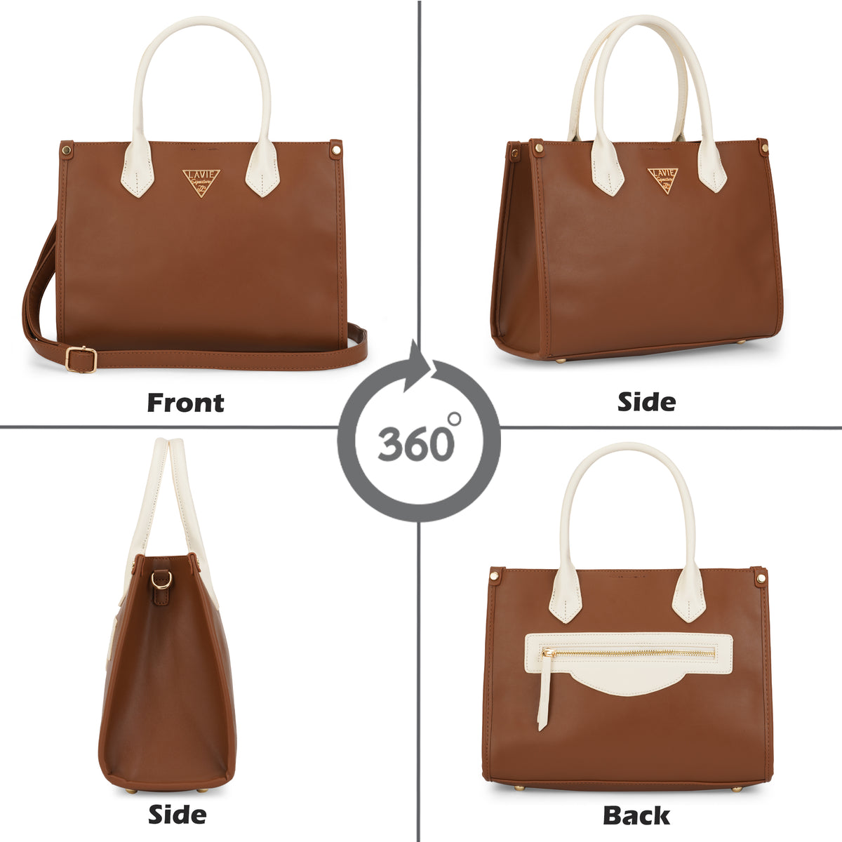 Lancaster 3 Compartment Small Dark Tan Satchel Bag
