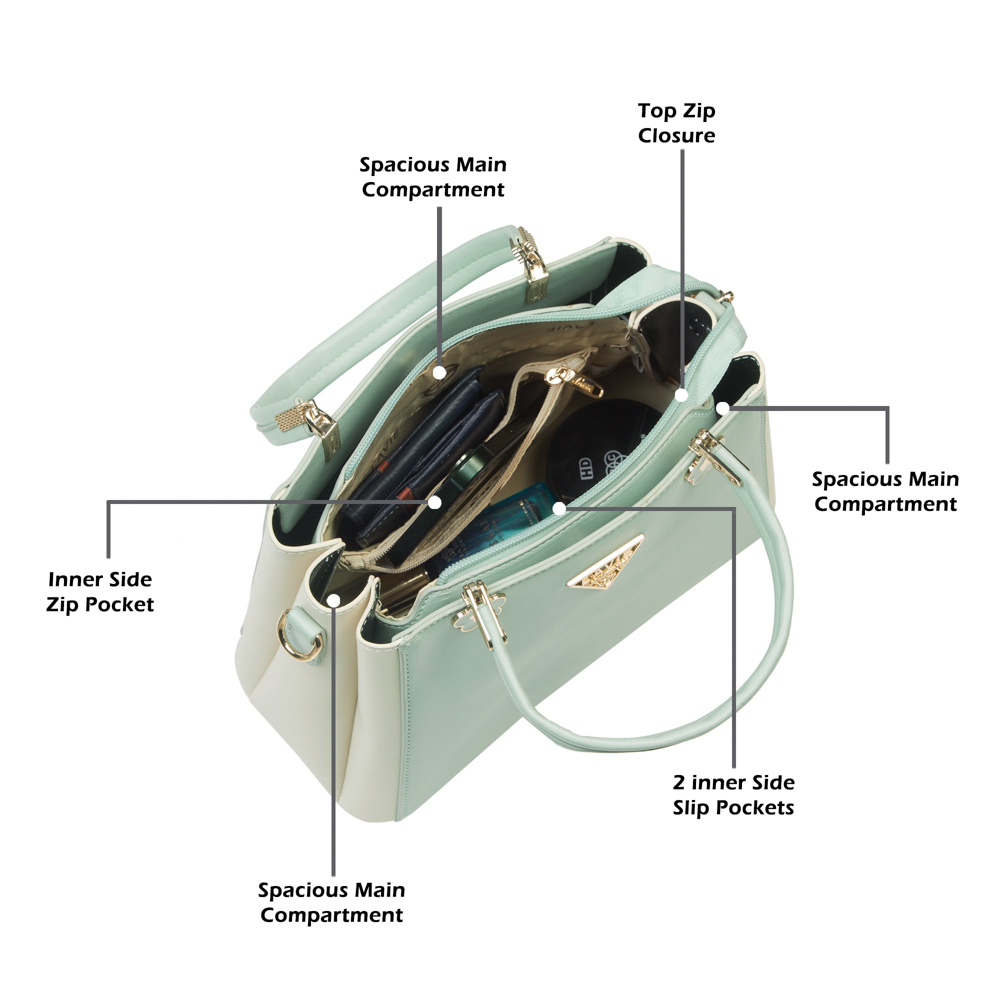Trinidad 3 Compartment Box Medium Satchel Bag
