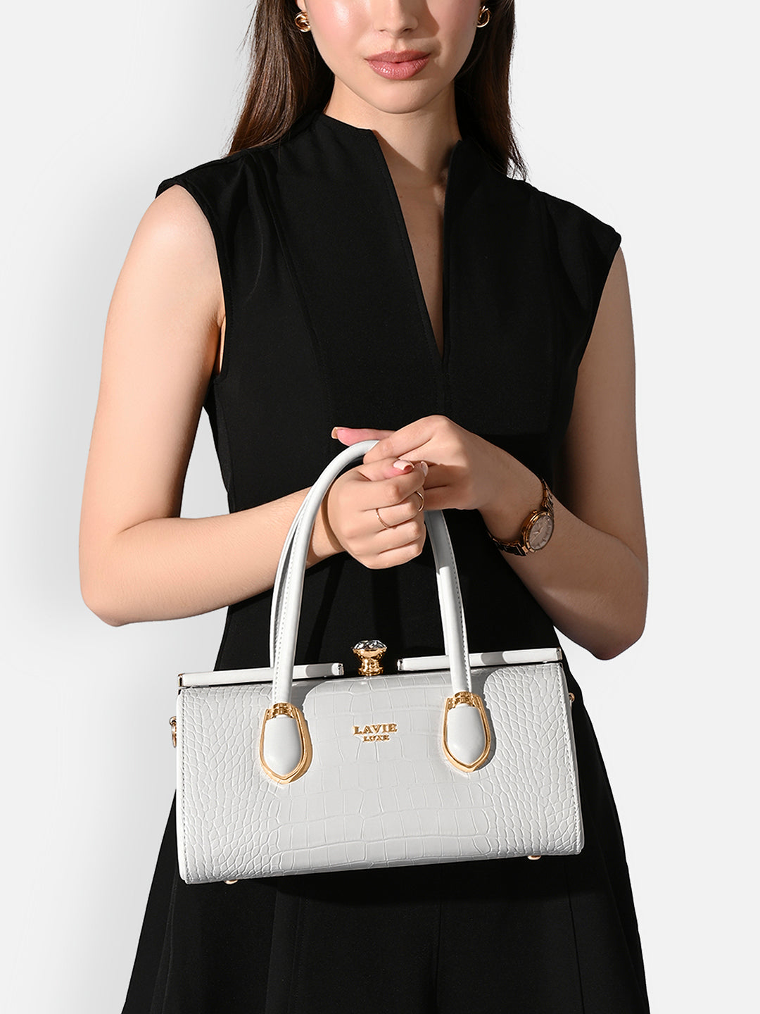 Dazzle Medium White Handbag