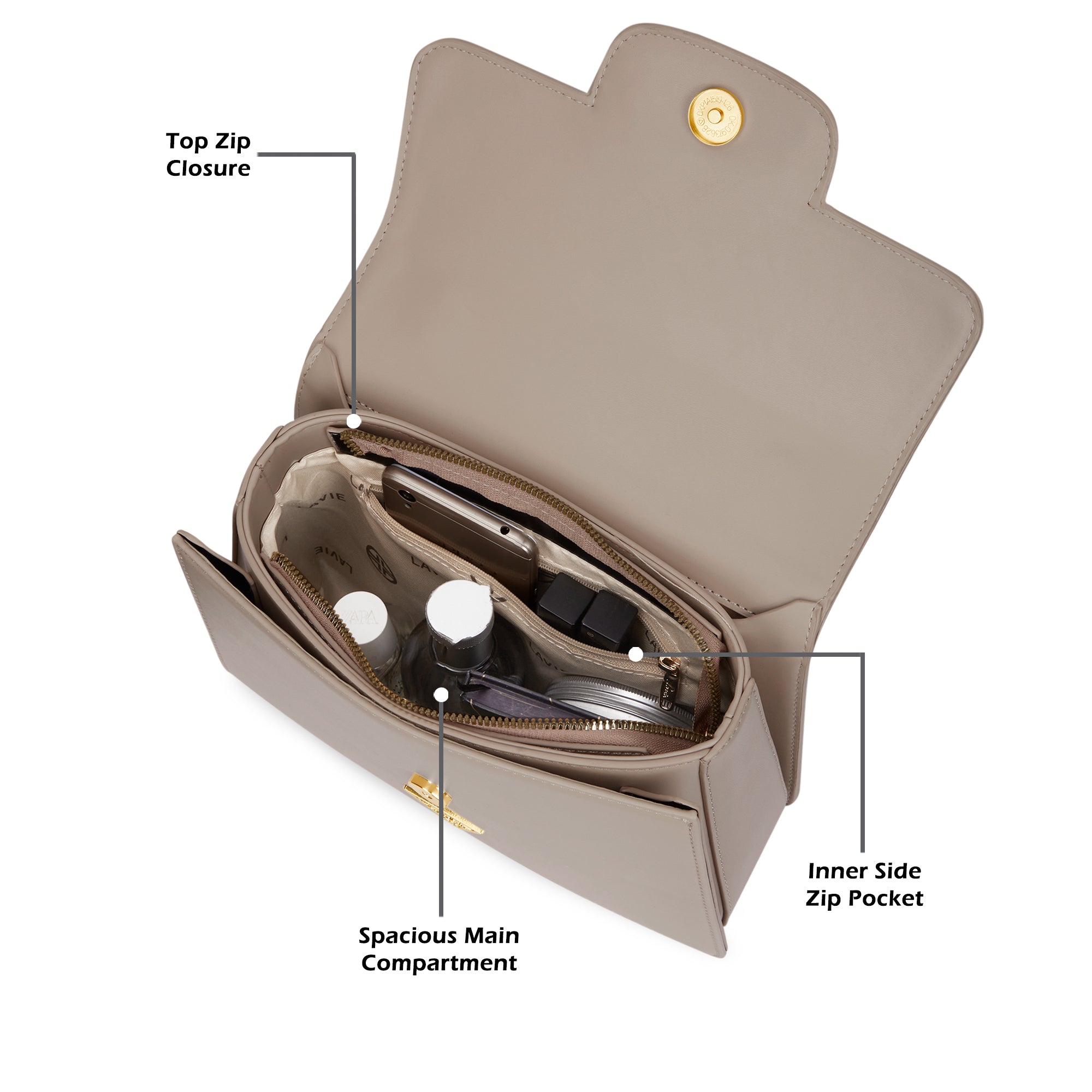 Sedona 3 Compartments Flap Medium Satchel Bag
