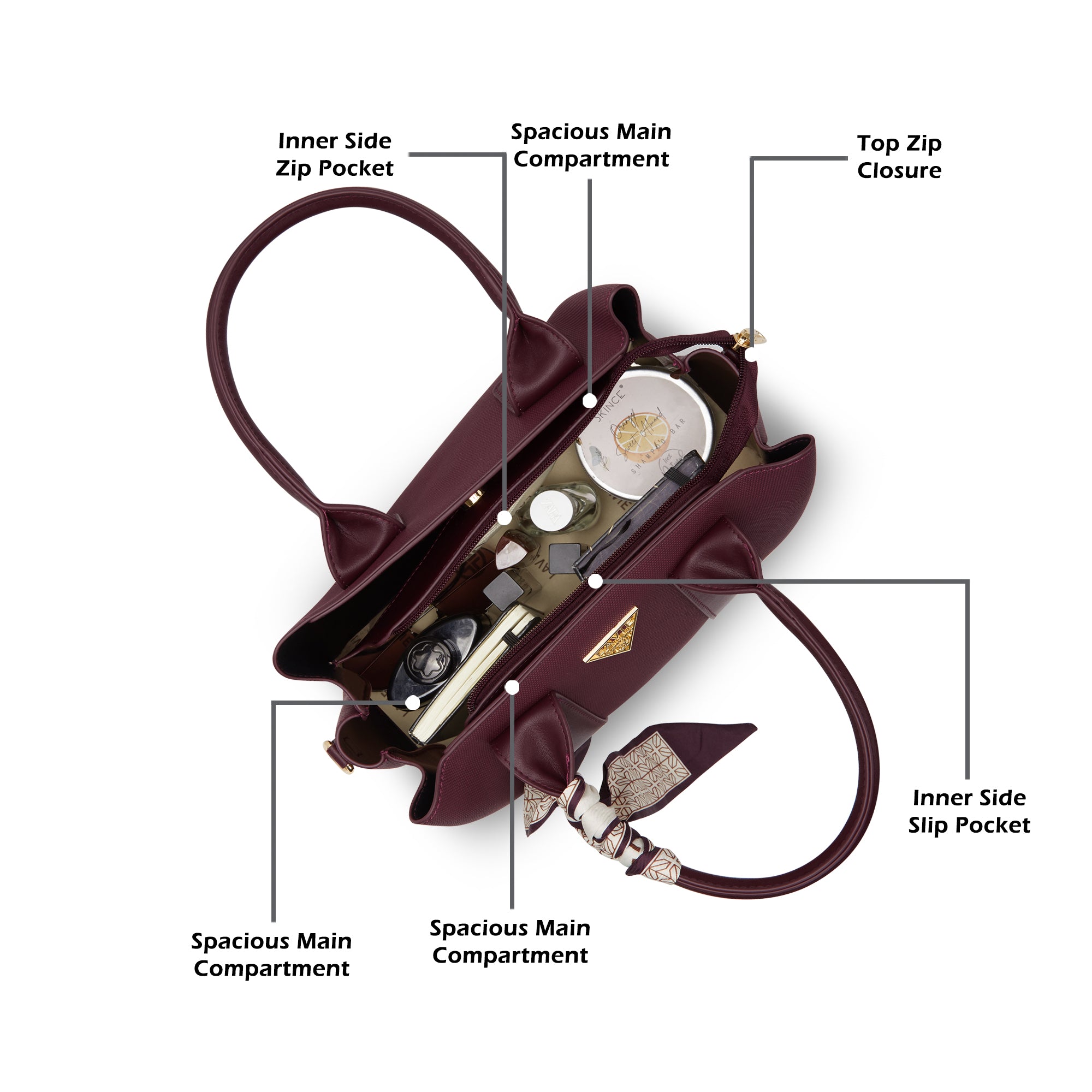 Tacoma 3 Compartments Medium Satchel Bag