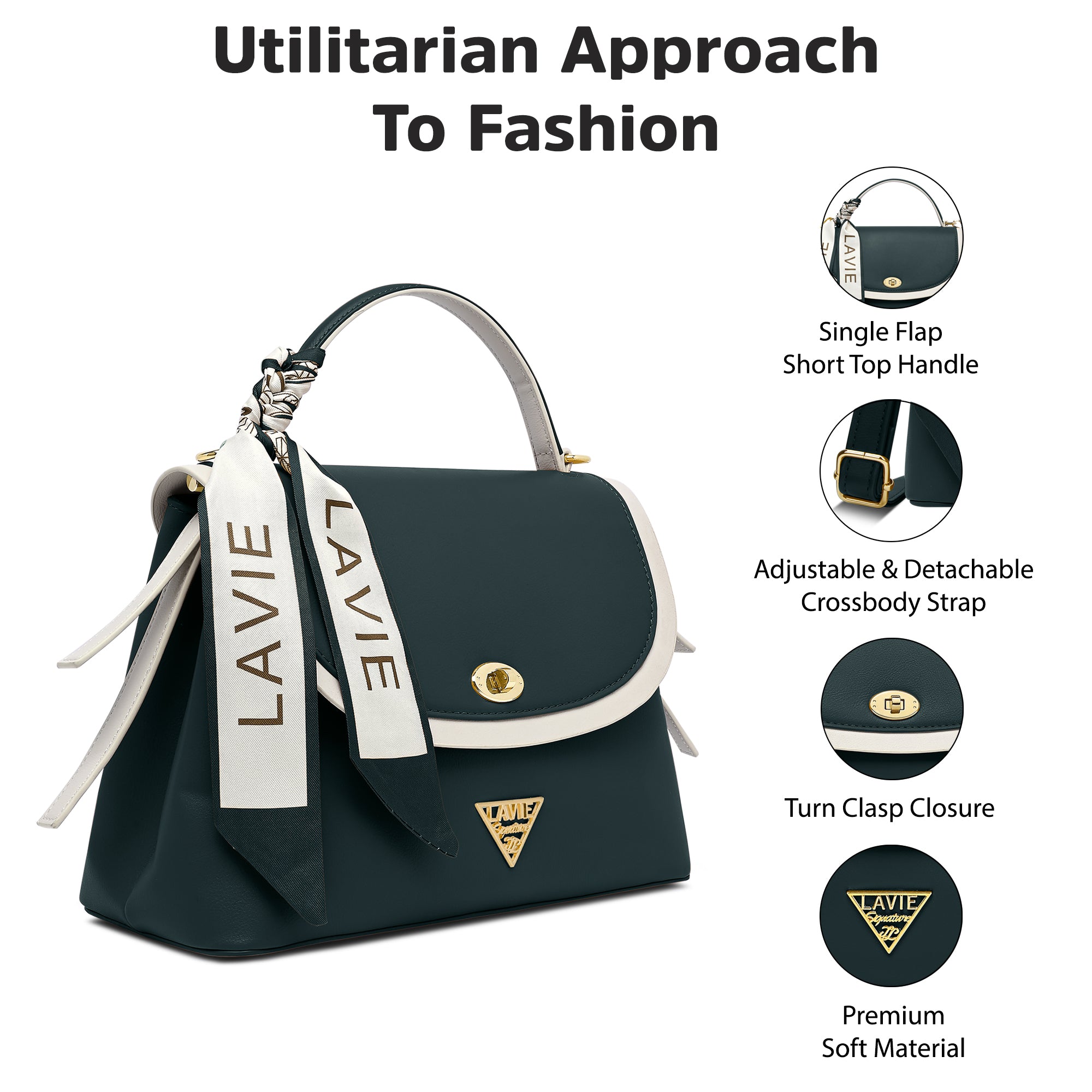 Plano 2 Compartments Flap Medium Satchel Bag