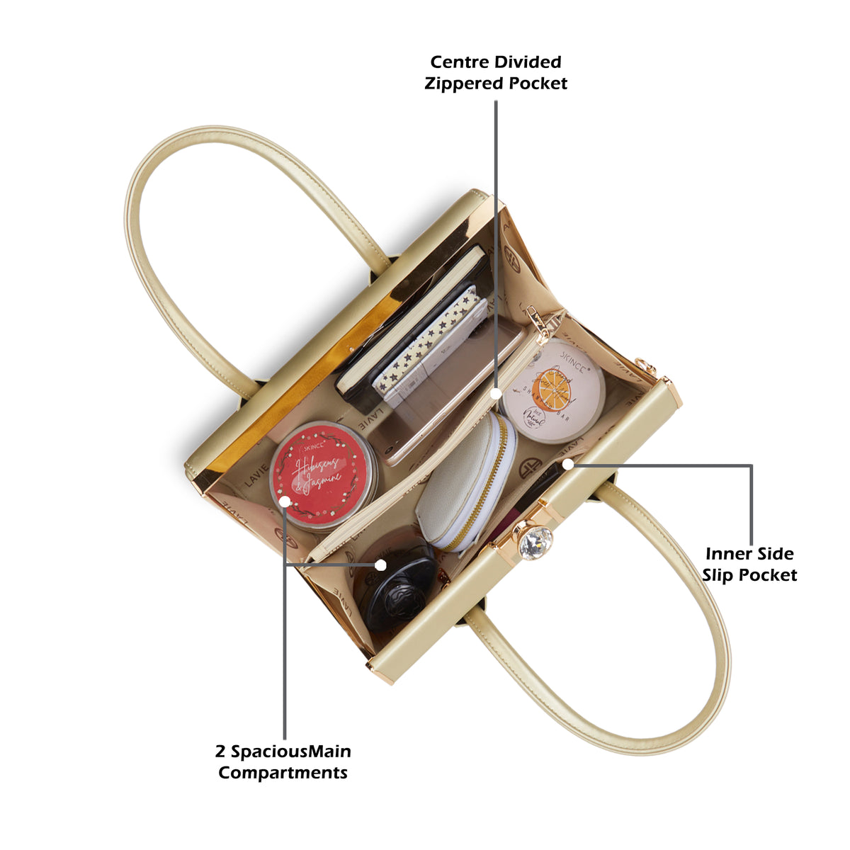 Dazzle Medium Gold Handbag