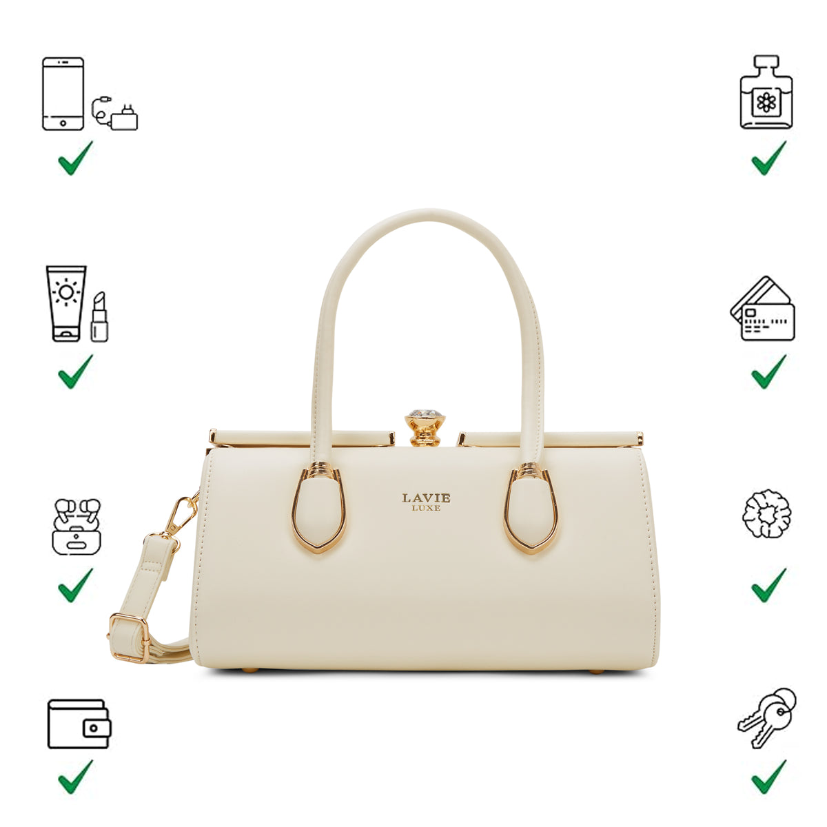Dazzle Medium Off White Handbag