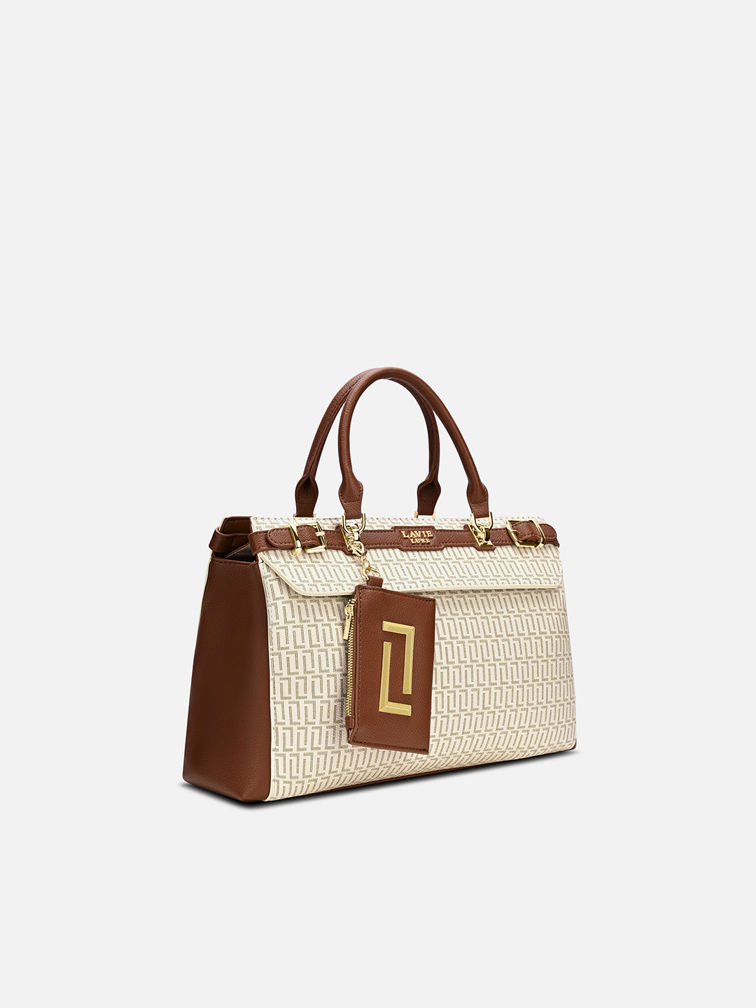Monogram Cindy Horizontal Medium Satchel Bag White