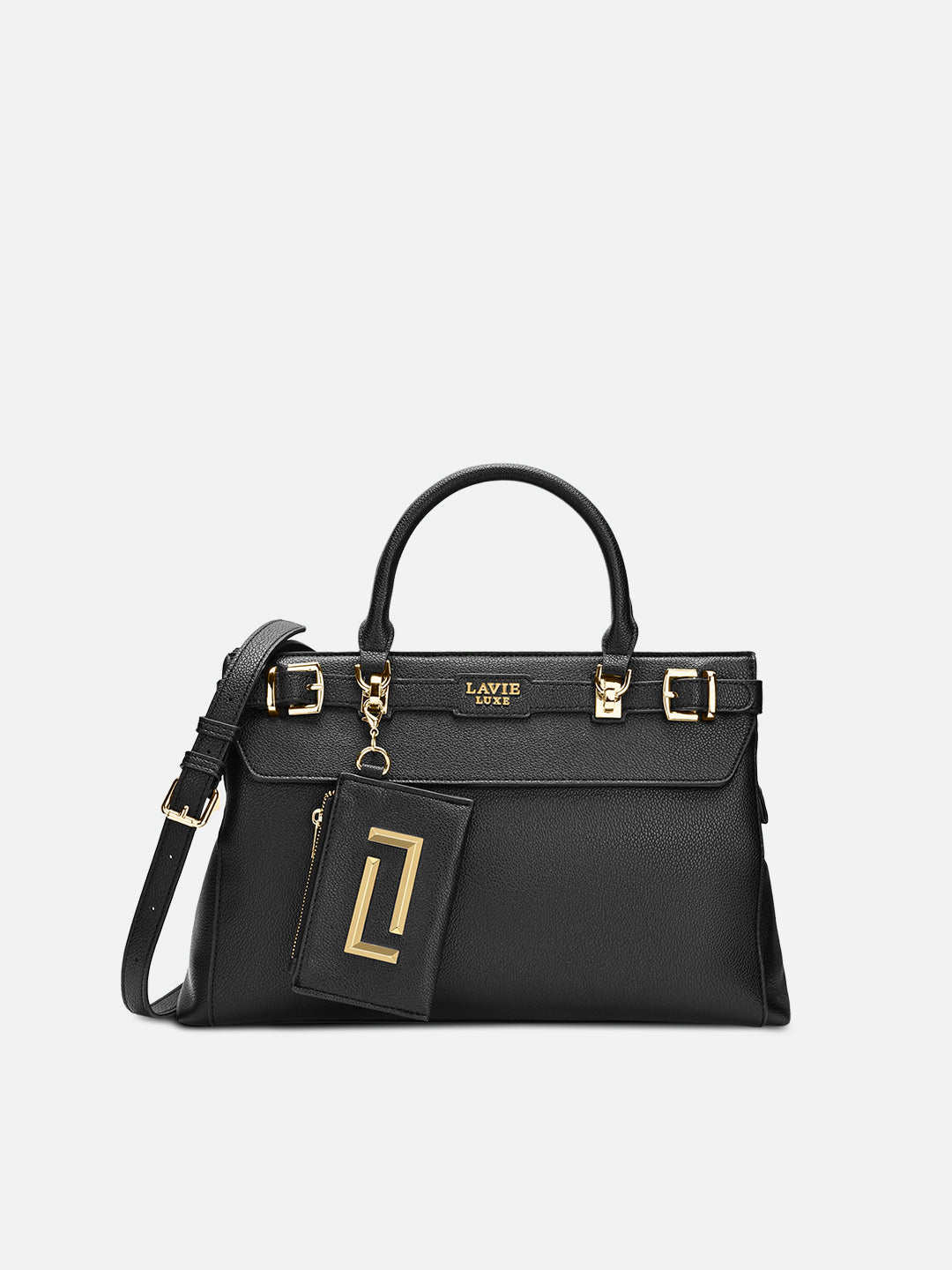 Duo Cindy Horizontal Medium Satchel Bag Black