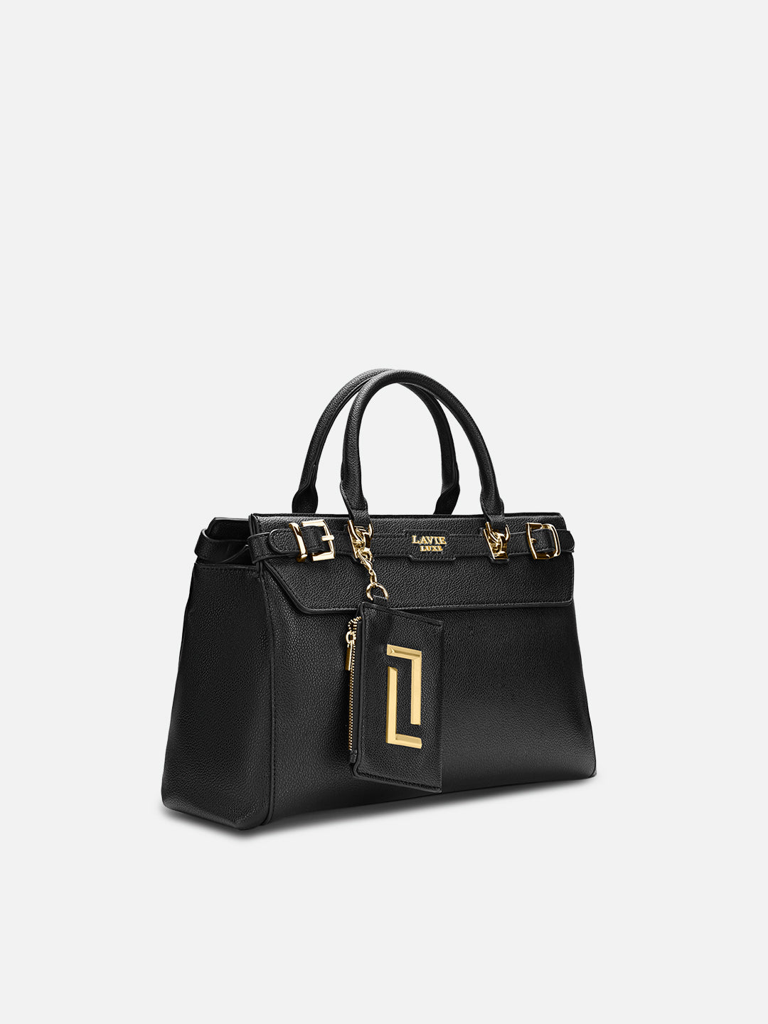 Duo Cindy Horizontal Medium Satchel Bag Black