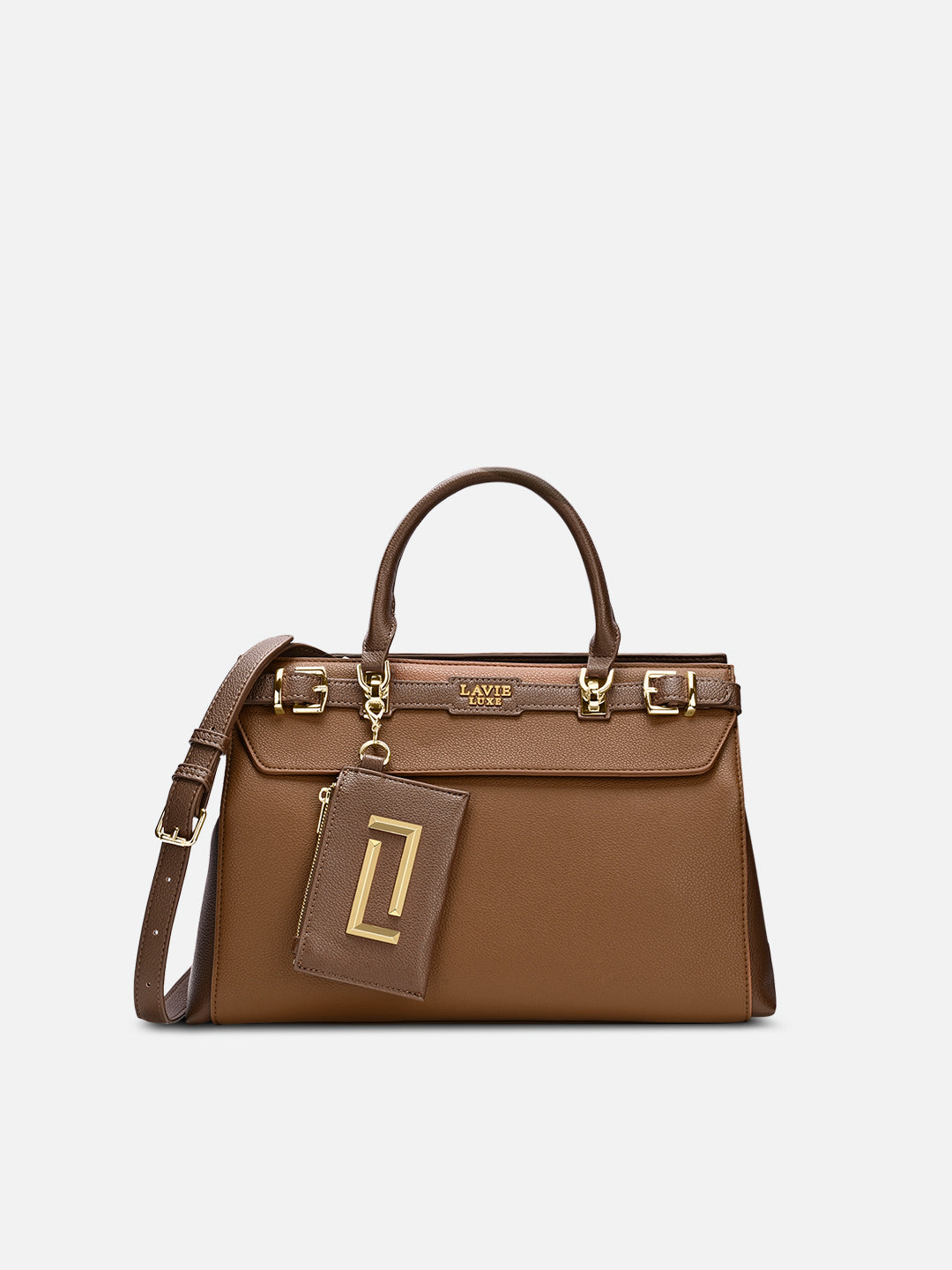 Duo Cindy Horizontal Medium Satchel Bag Tan