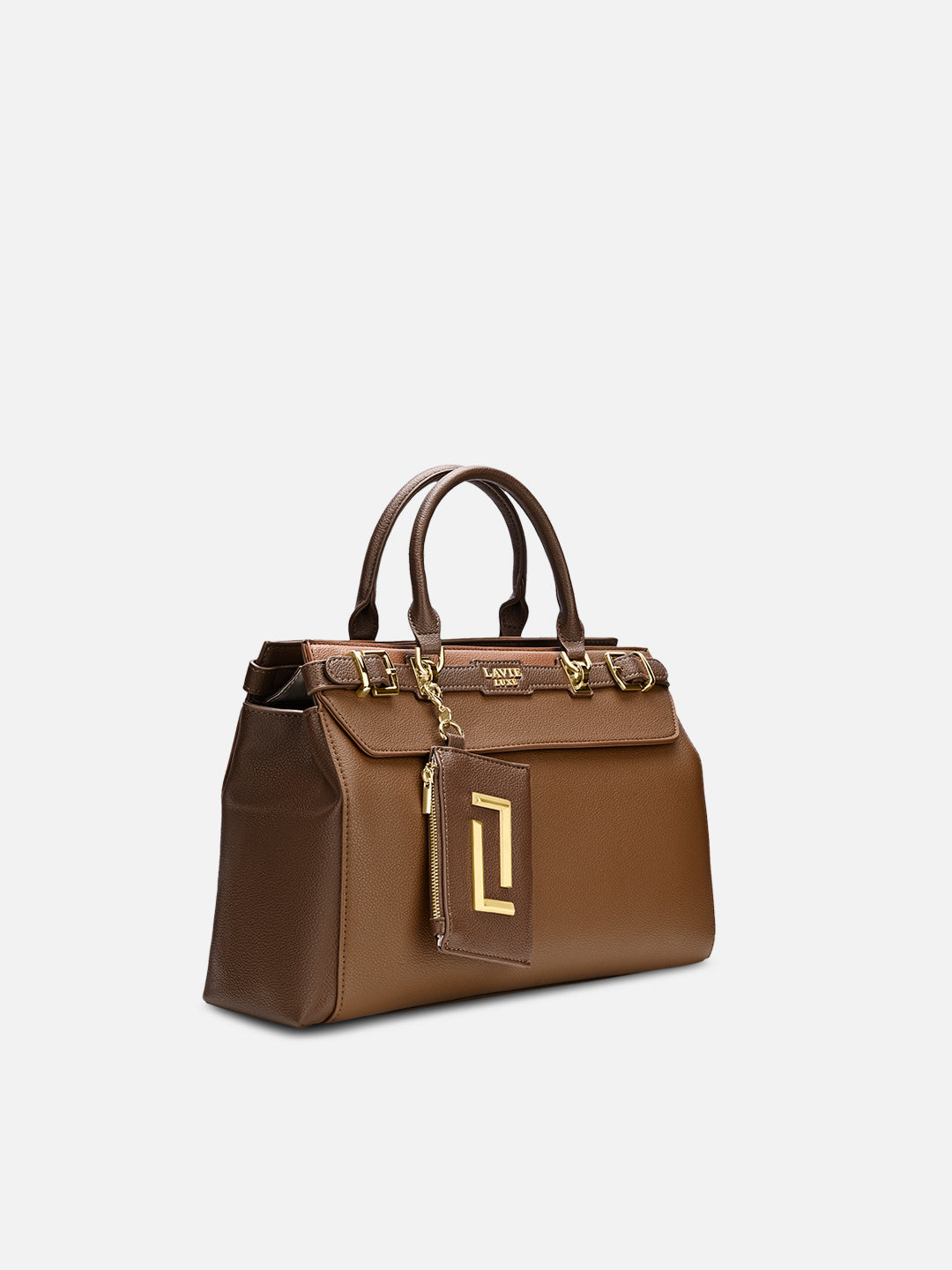 Duo Cindy Horizontal Medium Satchel Bag Tan