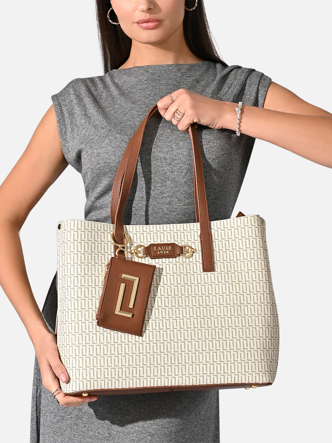 Monogram Chloe 3 Compartment Large Tote Bag White