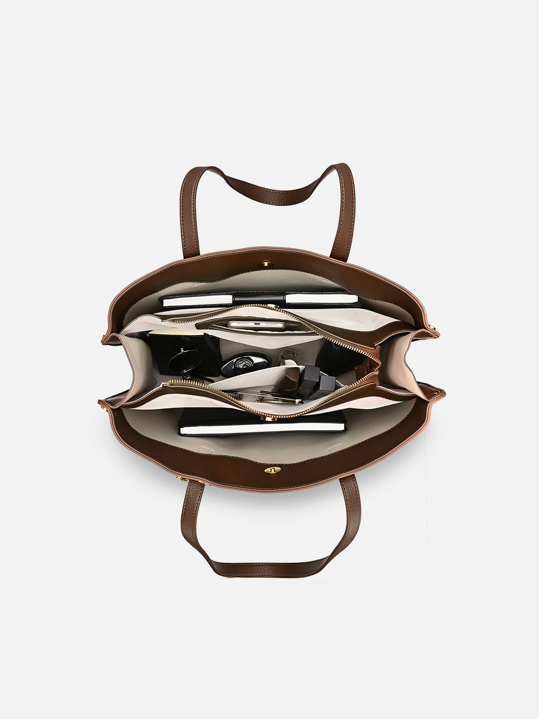 Duo Chloe 3 Compartment Large Tote Bag Tan