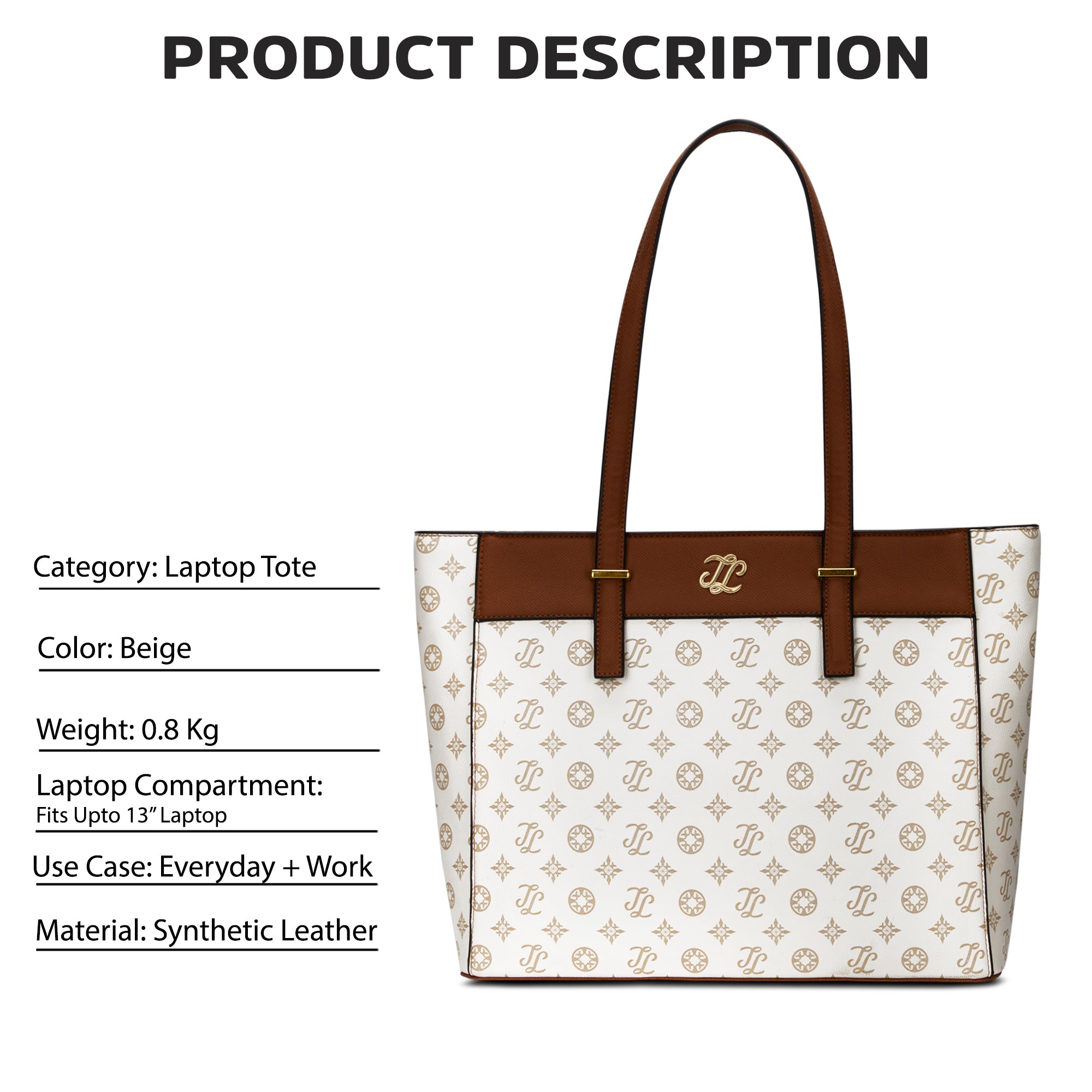 Maryland Monogram Tote Bag Beige