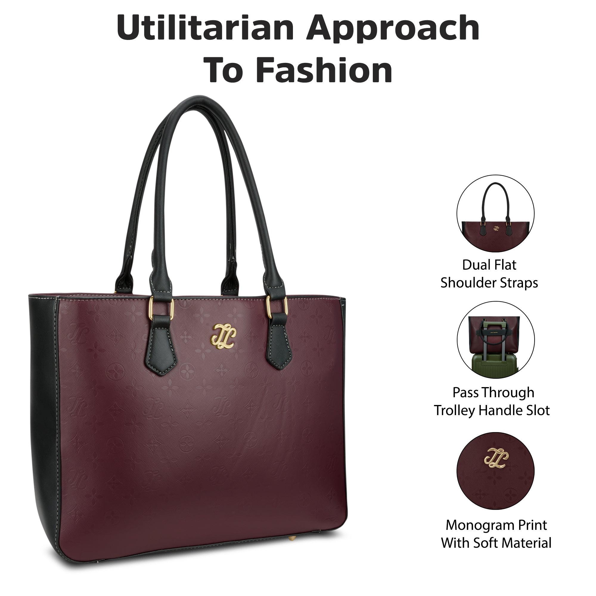 Pittsburg Colourblock Tote Bag Maroon