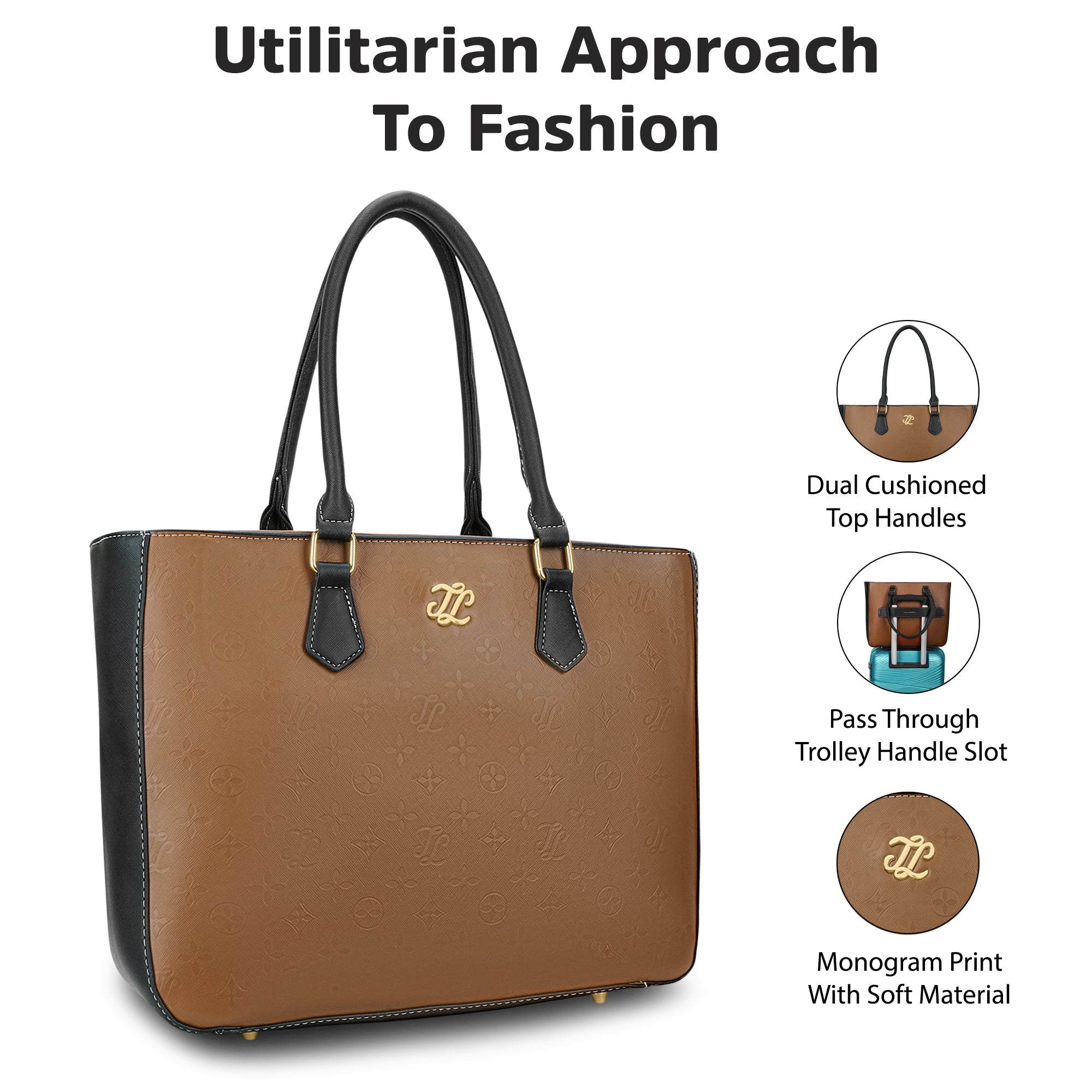 Pittsburg Colourblock Tote Bag Tan