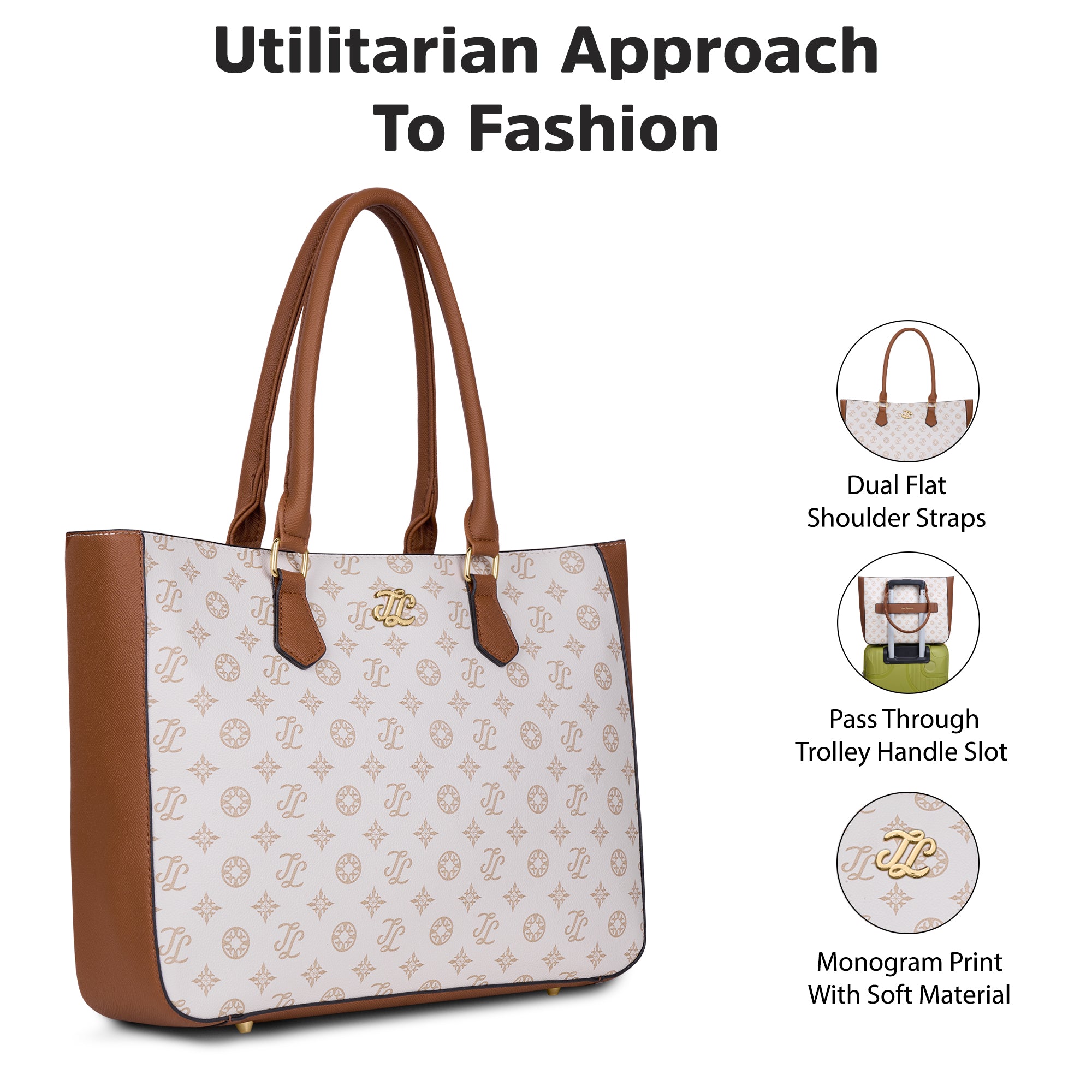 Pittsburg Monogram Tote Bag Beige