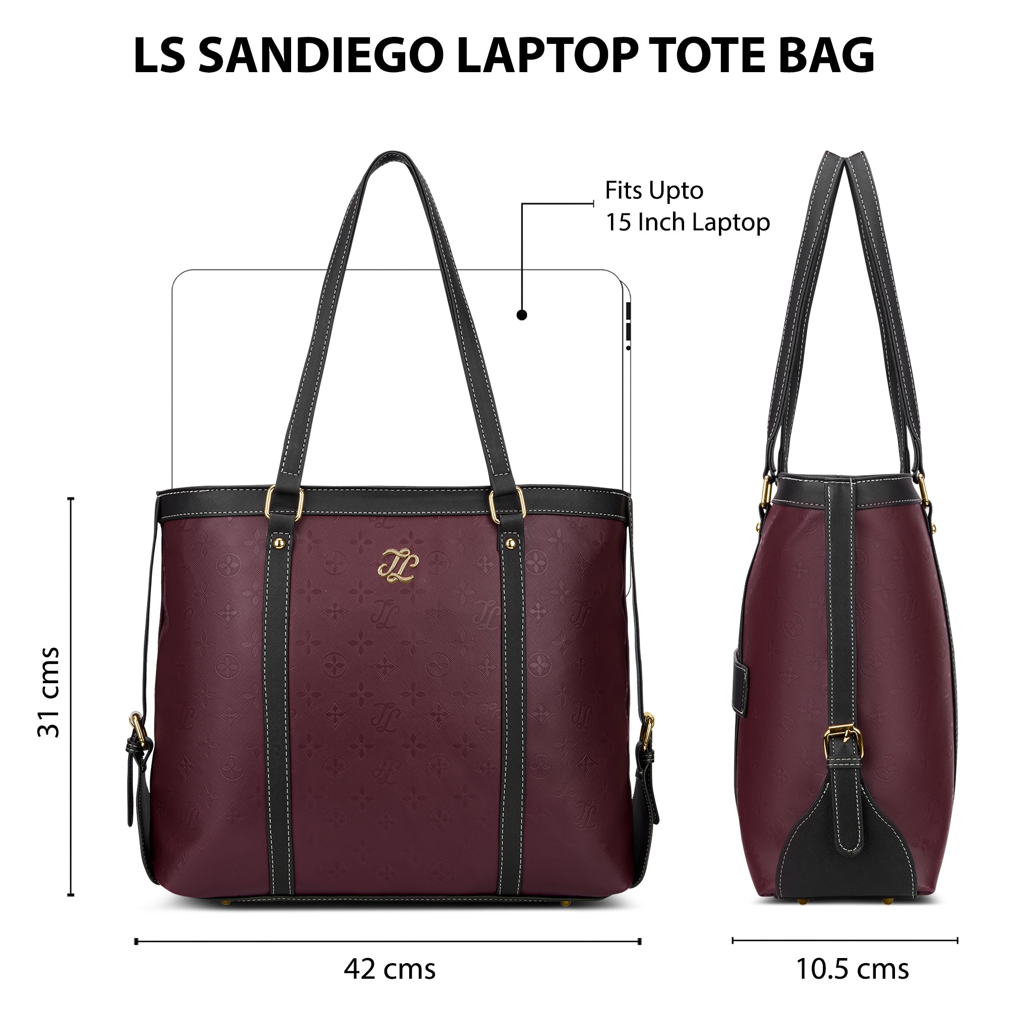 Sandiego Colourblock Tote Bag Maroon