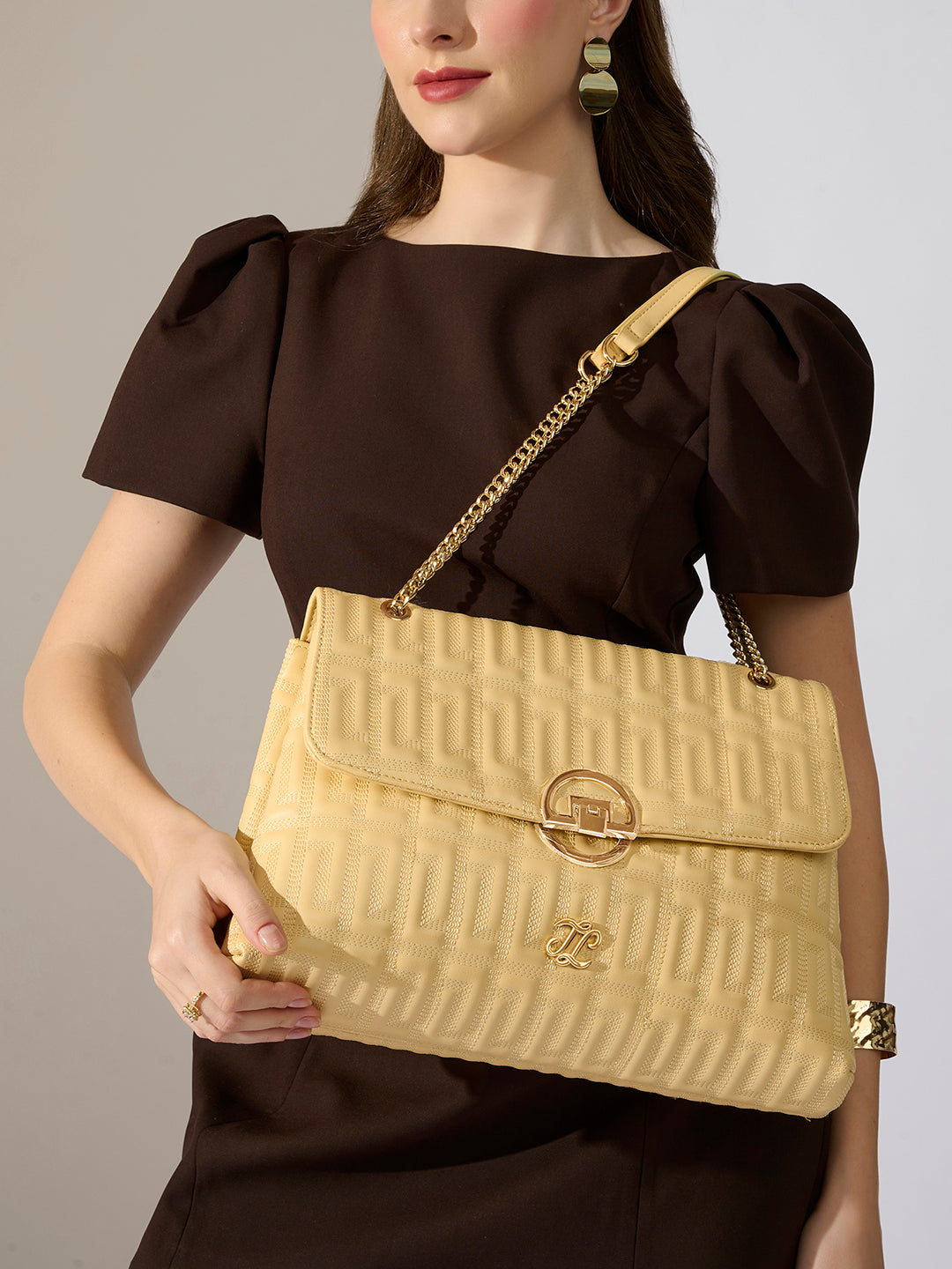 Quilt Bighorn Satchel Bag 'S Ladies Handbag Butter Yellow