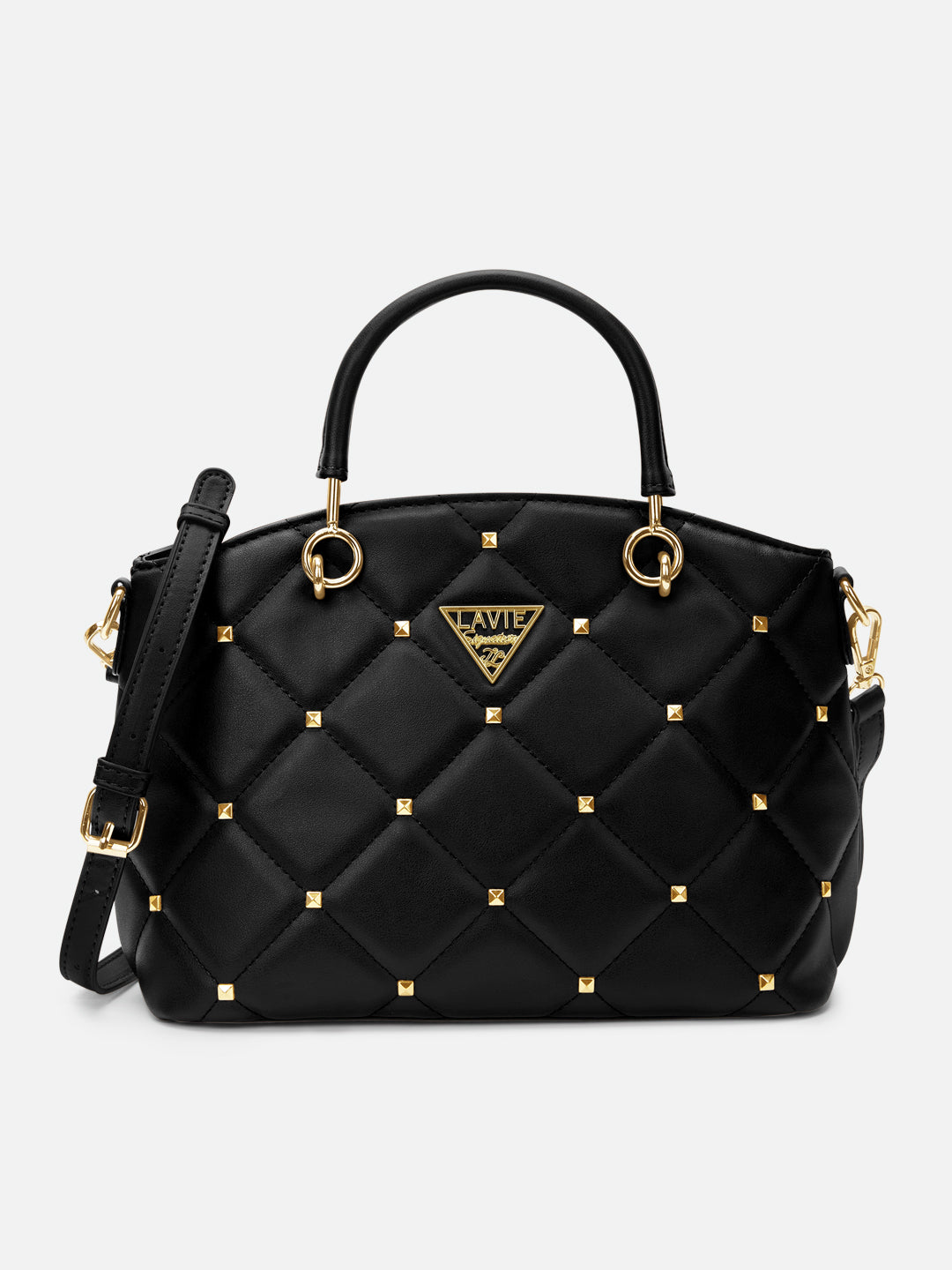 MINIMAL STUDS PU LEATHER BAG (BLK) 3360B Black Studded Leather 