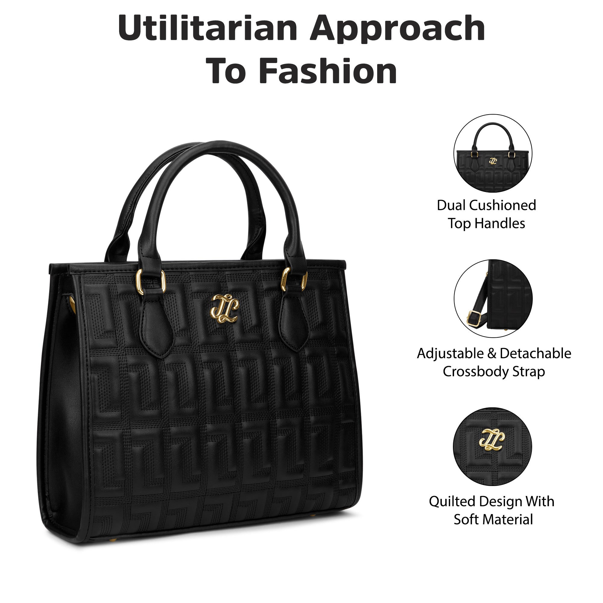 Quilt Yukon Satchel Bag 'S Ladies Handbag Black