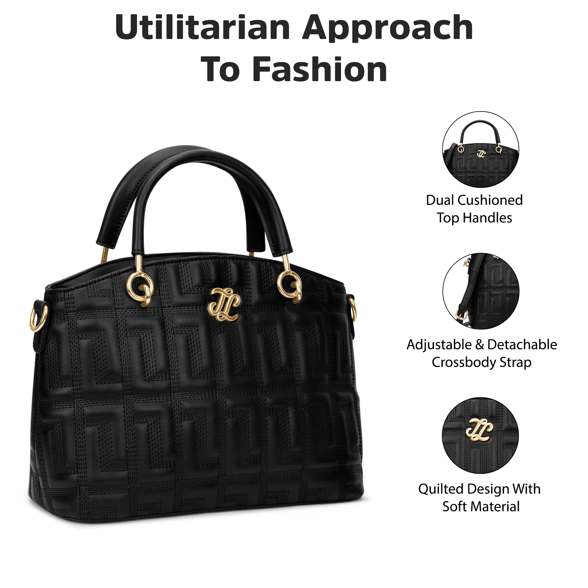 Quilt Tinian Satchel Bag 'S Ladies Handbag Black