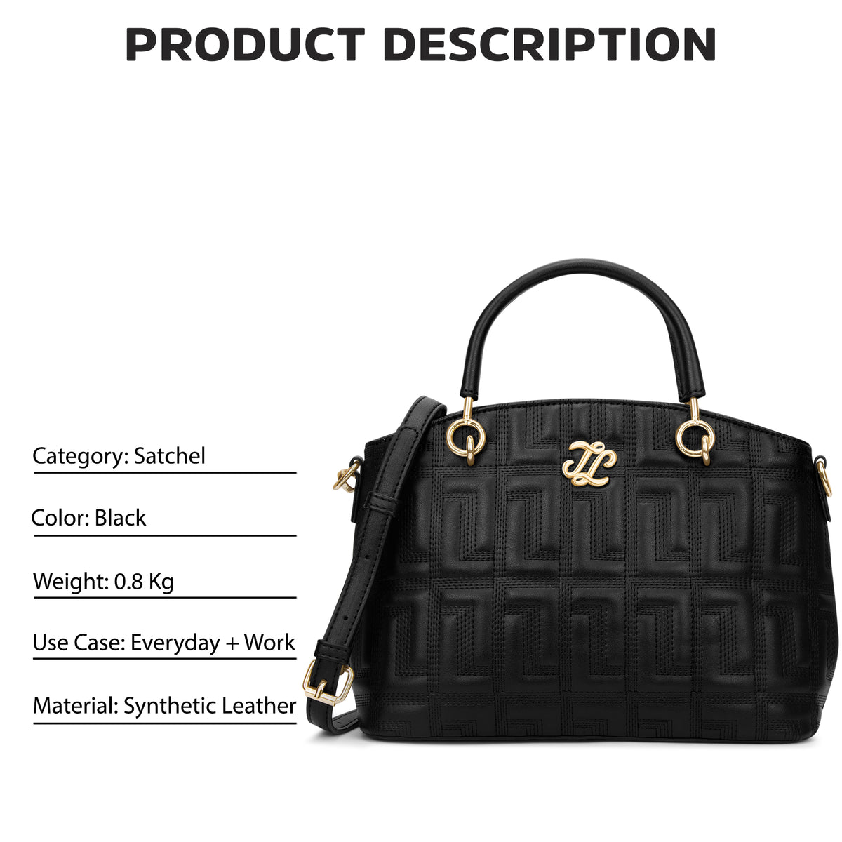 Quilt Tinian Satchel Bag 'S Ladies Handbag Black