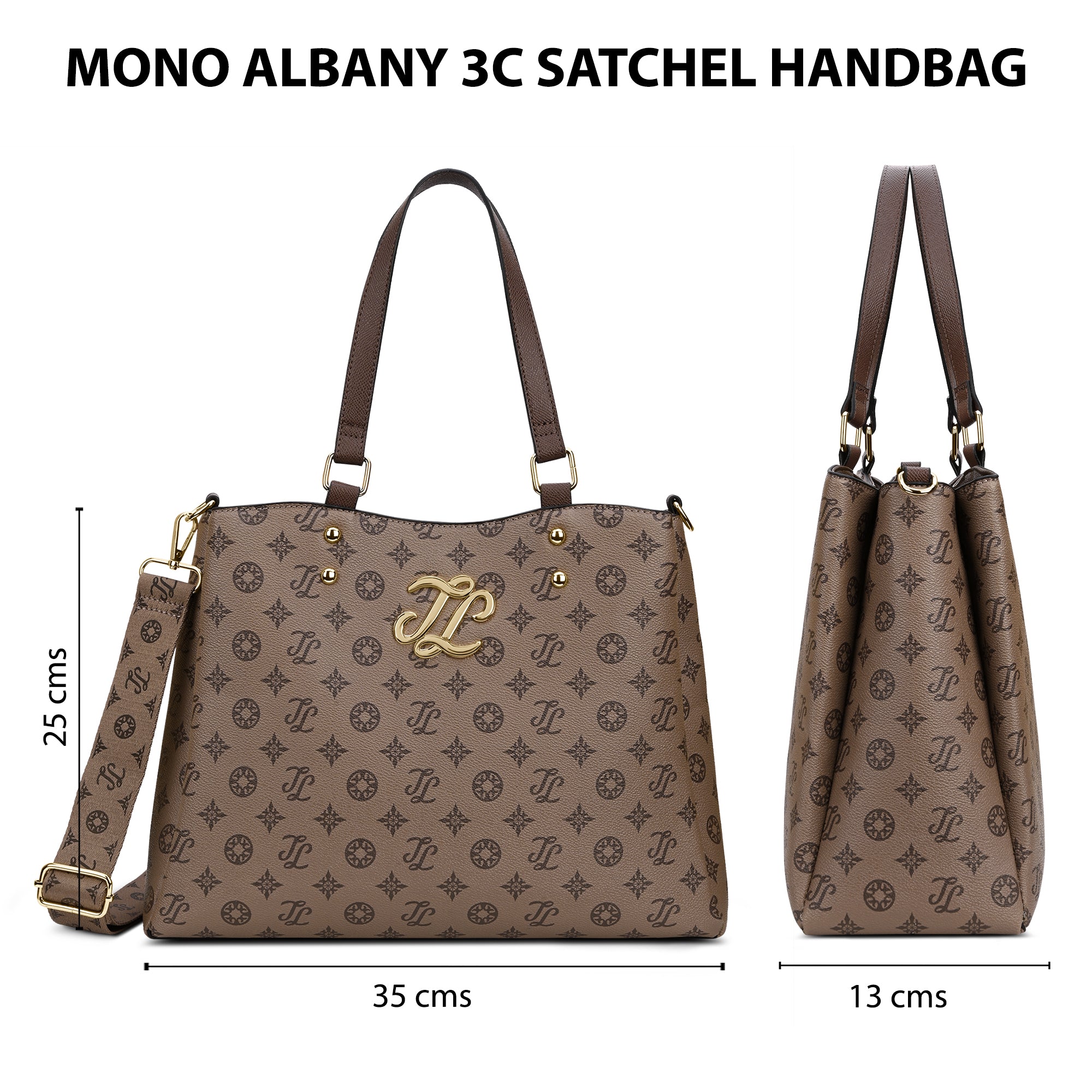 Albany 3 Comparment Medium Satchel Bag Coffee