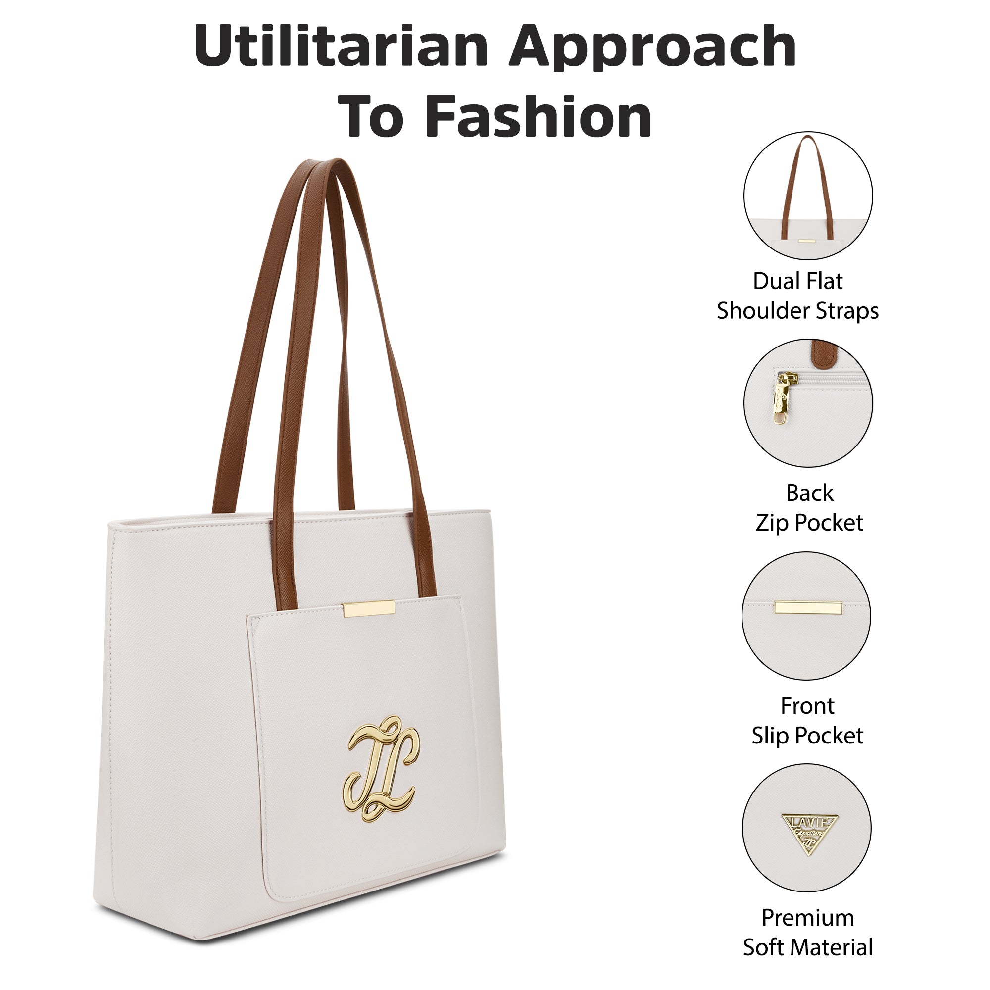 Colourblock Avon Large Tote Bag Off White