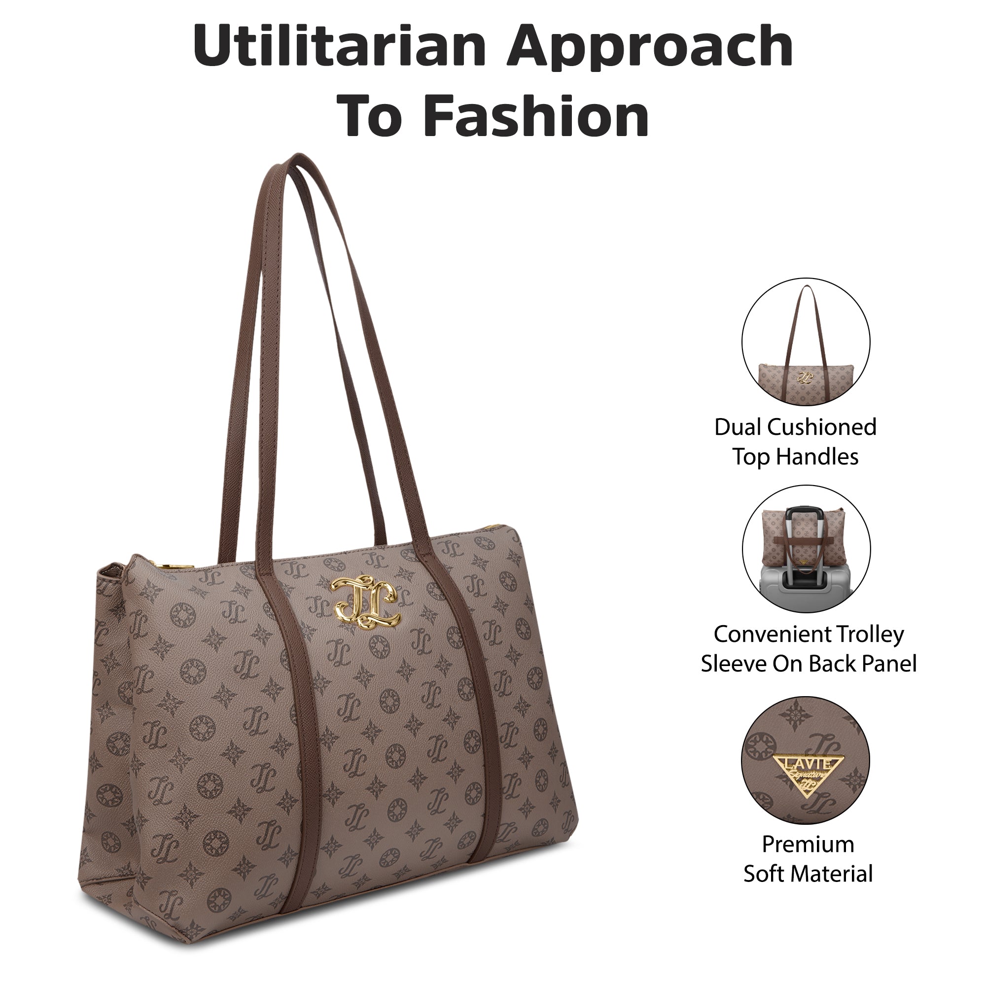 Mono Evans 3 Compartment Large Tote Bag Coffee