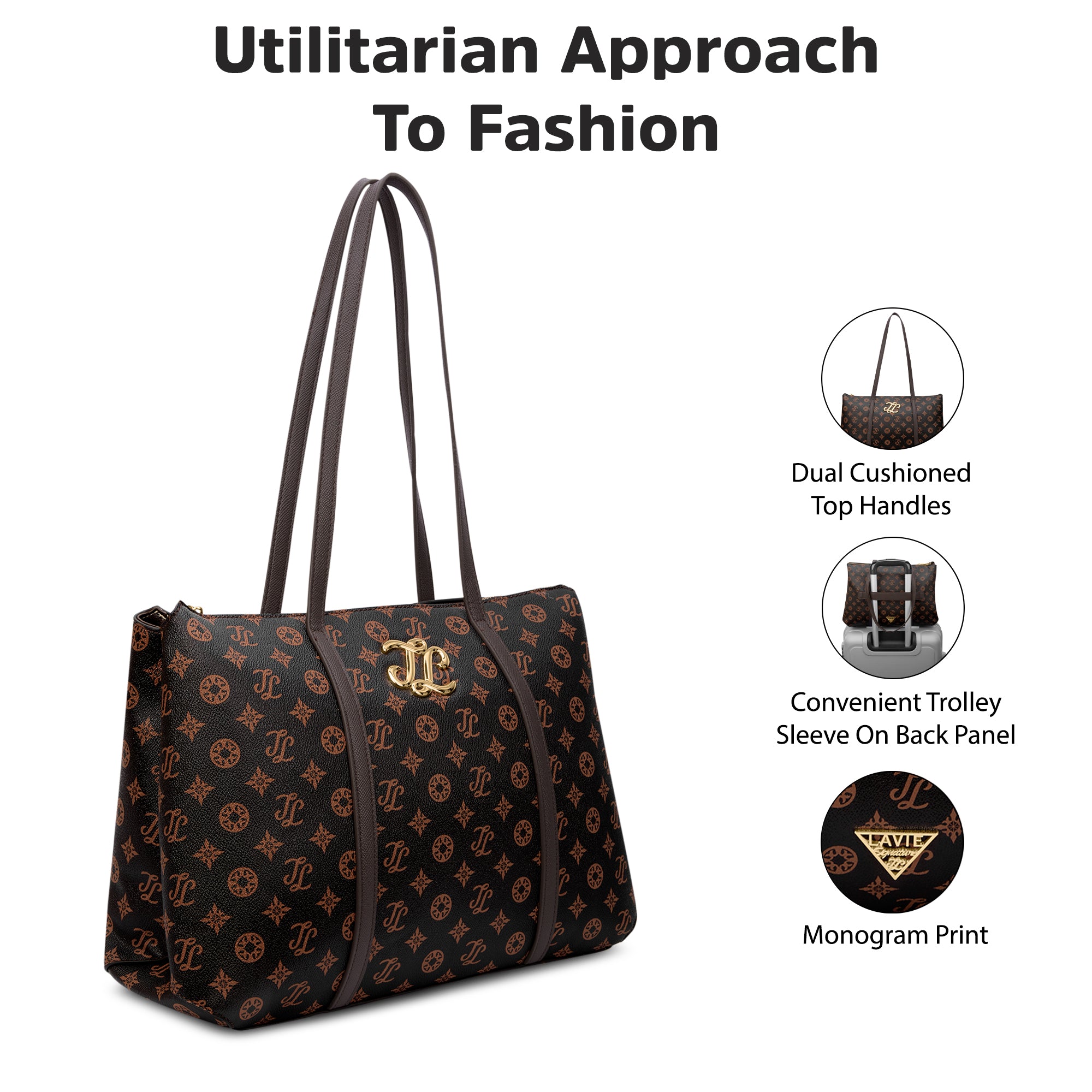 Mono Evans 3 Compartment Large Tote Bag Choco