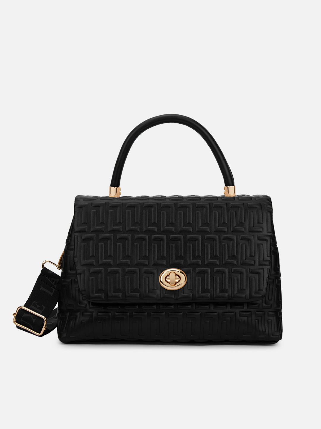 Chaney Medium Flap Satchel Bag Black