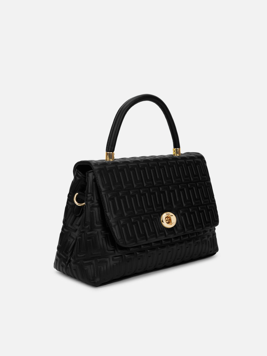 Chaney Medium Flap Satchel Bag Black