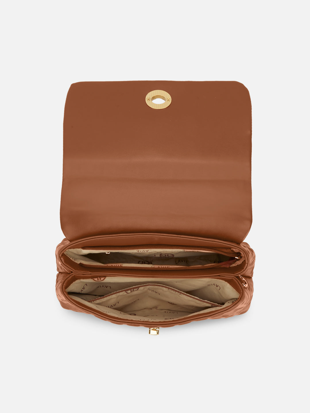 Chaney Medium Flap Satchel Bag Tan
