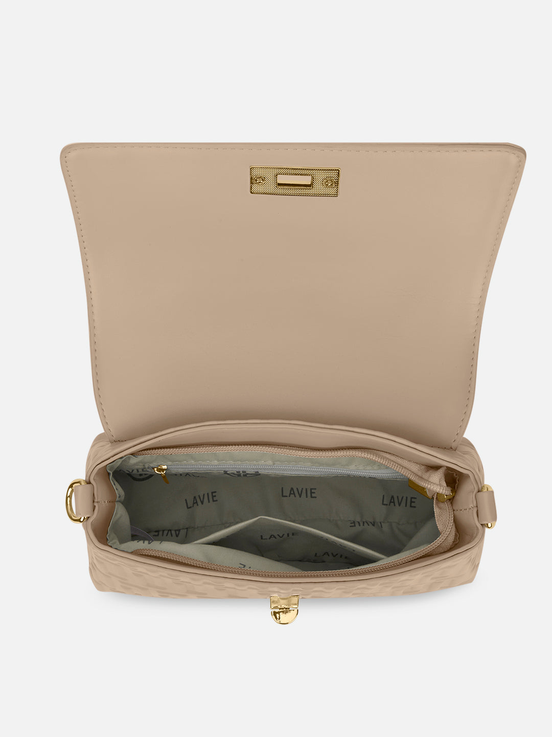 Chaney Small Flap Satchel Bag Beige