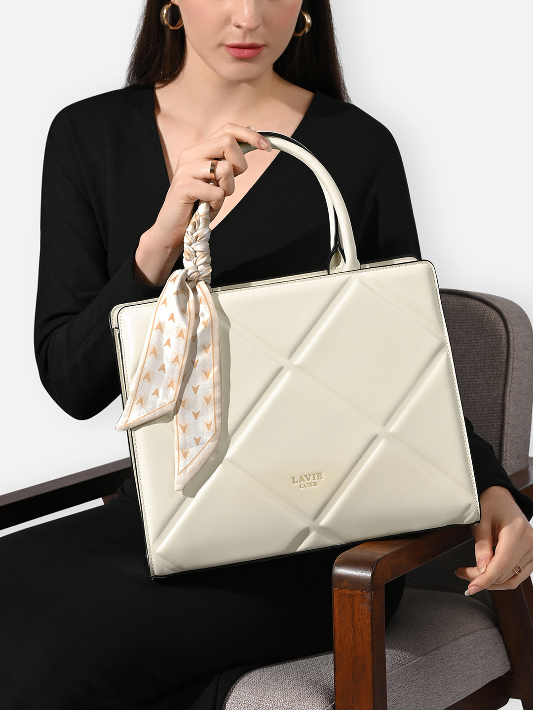 Quare Large Satchel Bag Off White