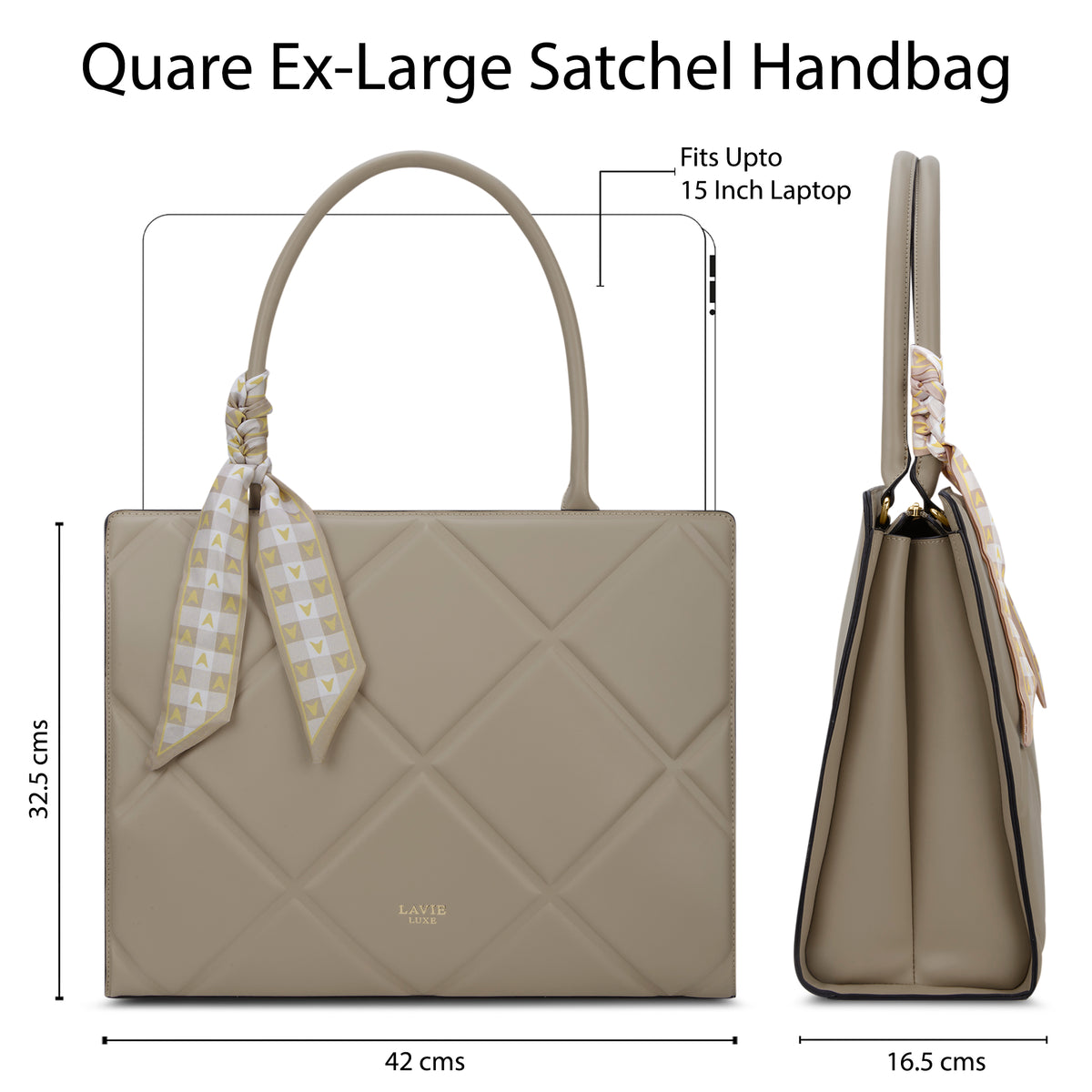 Quare Extra Large Beige Laptop Handbag